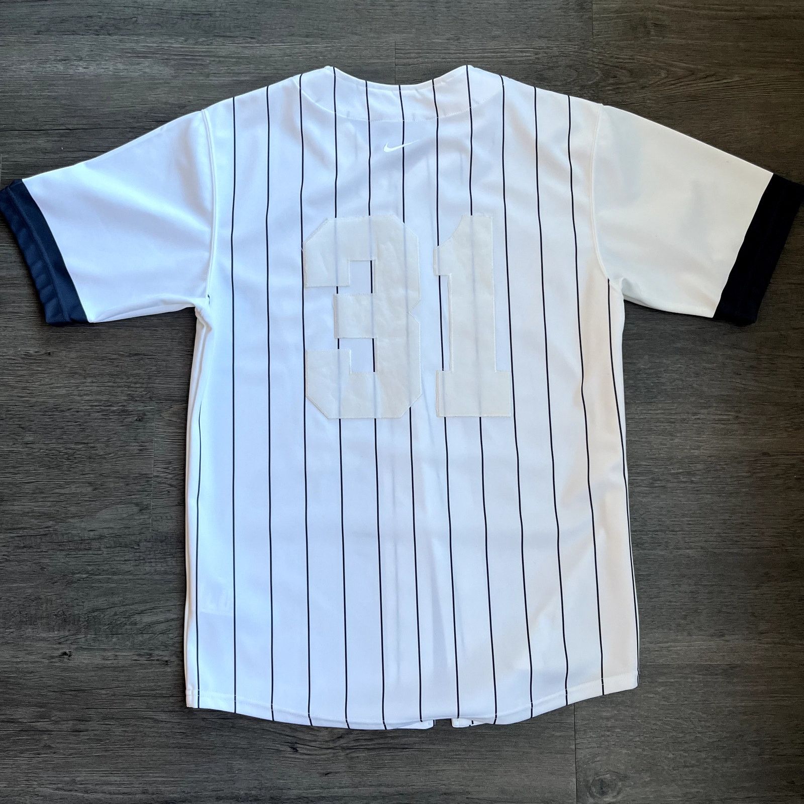 Nike Nike #31 Pinstripe Baseball Jersey White Navy Mens Medium Size US M / EU 48-50 / 2 - 2 Thumbnail