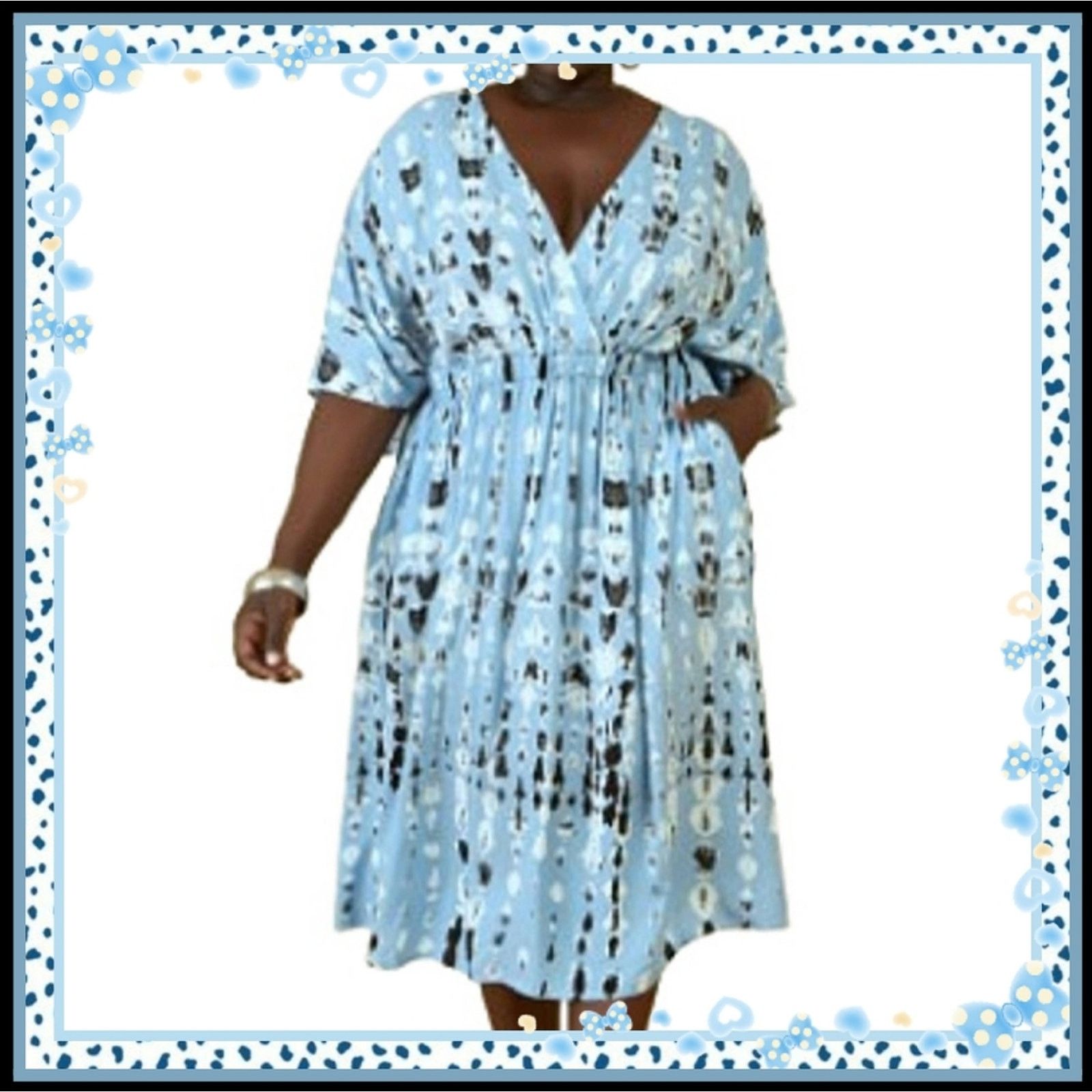 Other SKY BLUE ☆ ABSTRACT PRINT ☆ MIDI DRESS ☆ 5x ☆ NWT Size 4XL / US 24-26 - 1 Thumbnail