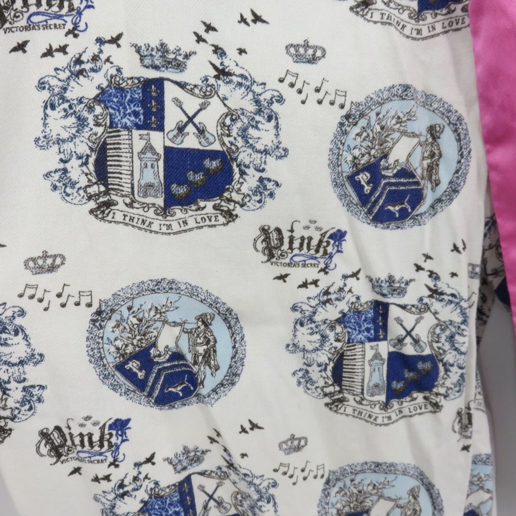 Victoria's Secret VINTAGE Victoria's Secret PINK Women Medium Pajama Pants Blue White Royal Crest Lounge Sleepwear Size 32" / US 10 / IT 46 - 4 Thumbnail