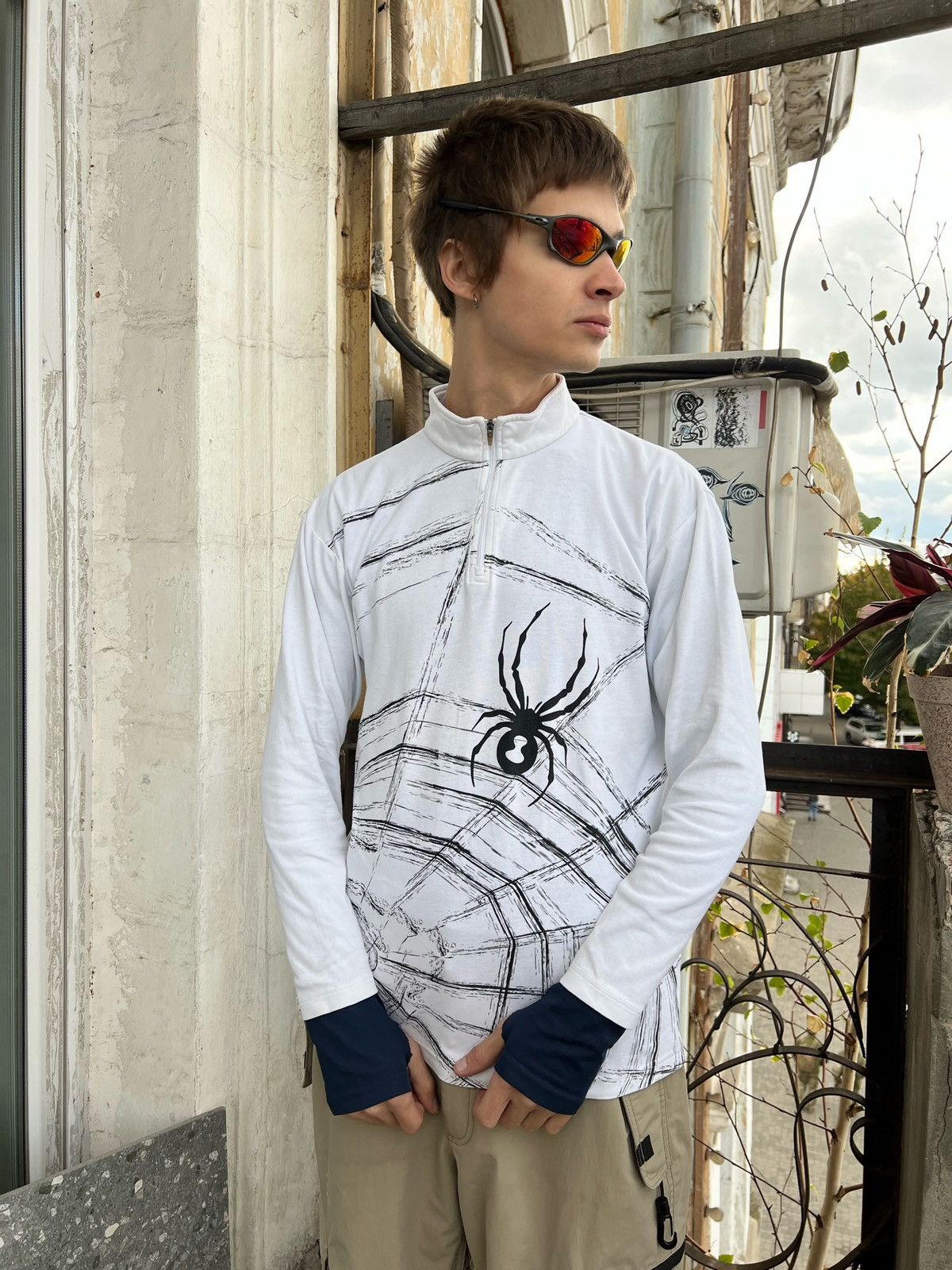 Japanese Brand × Vintage 🕸🕷 Spider web pattern longsleeve thermal Size US M / EU 48-50 / 2 - 1 Thumbnail