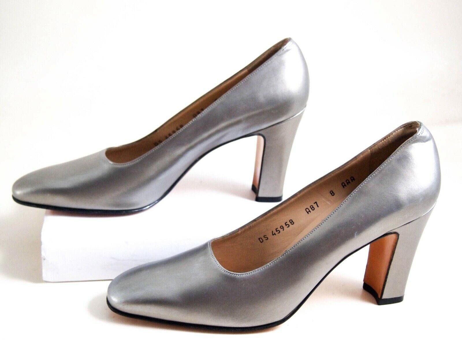 Salvatore Ferragamo Ferragamo Heels Silver Leather Womens US 8 EU 38.5 Size US 8 / IT 38 - 4 Thumbnail