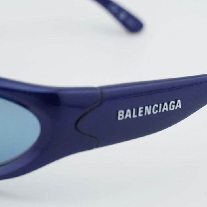 Balenciaga Balenciaga BB0157S 009 Sport Sunglasses Blue Geometric Frame Size ONE SIZE - 2 Thumbnail