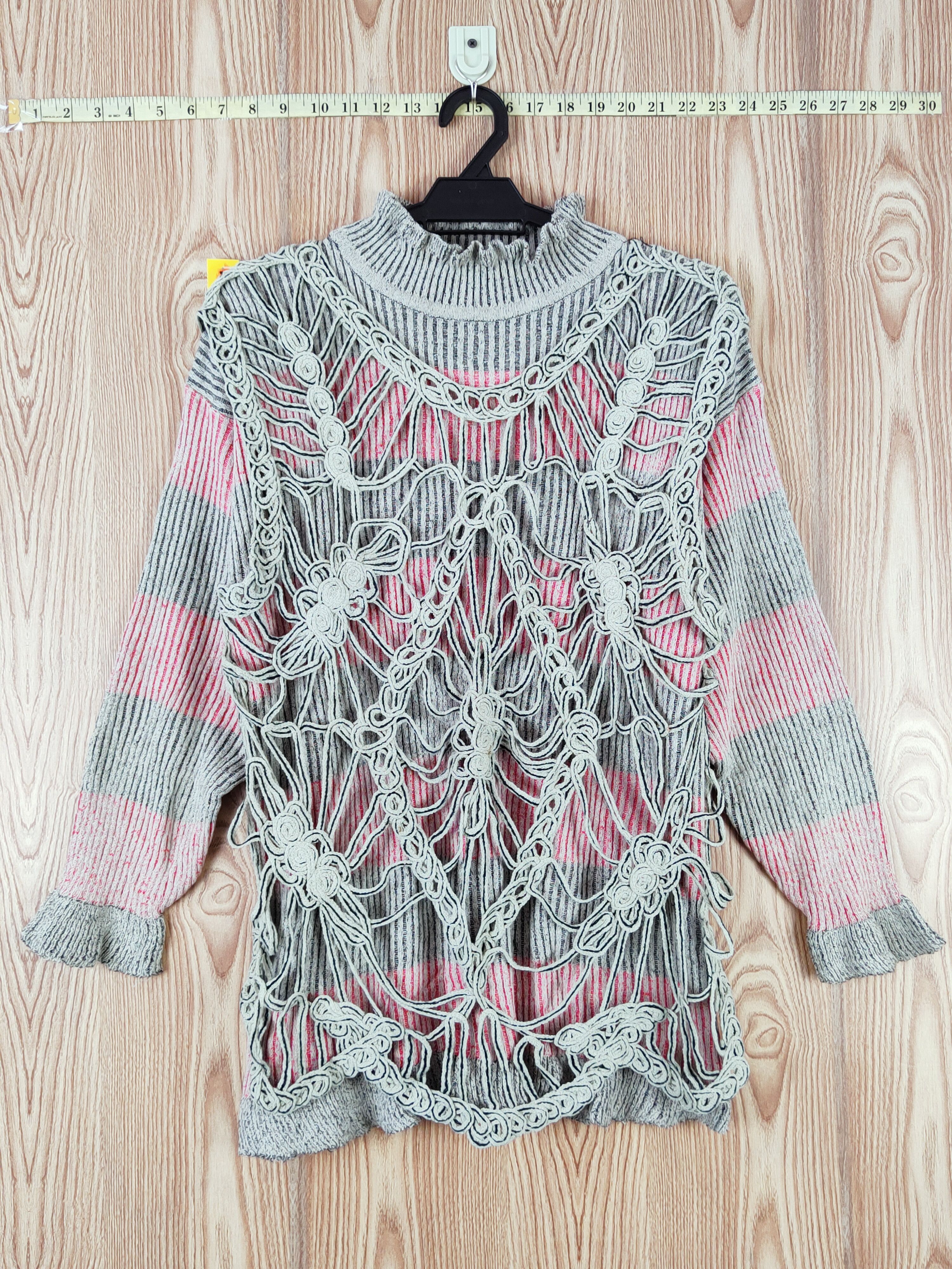 Vintage DL Peeress Mesh Net Striped Knit Like Kurt Cobain #W743 Size M / US 6-8 / IT 42-44 - 1 Thumbnail