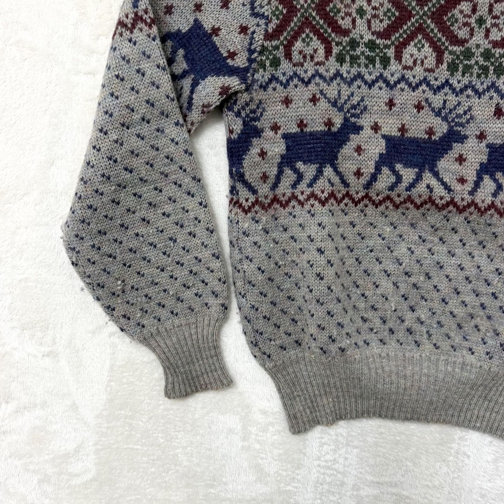 Vintage VINTAGE Boston Traders Sweater Mens L Gray Wool Fair Isle Reindeer Christmas pullover Crew Neck Knit Heavyweight Winter Casual Modern Size US L / EU 52-54 / 3 - 6 Thumbnail