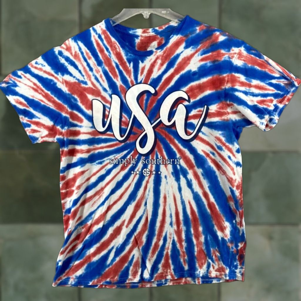 Vintage Simply Southern Tshirt Womens Large Tie Dye USA Star Lips Size L / US 10 / IT 46 - 1 Thumbnail
