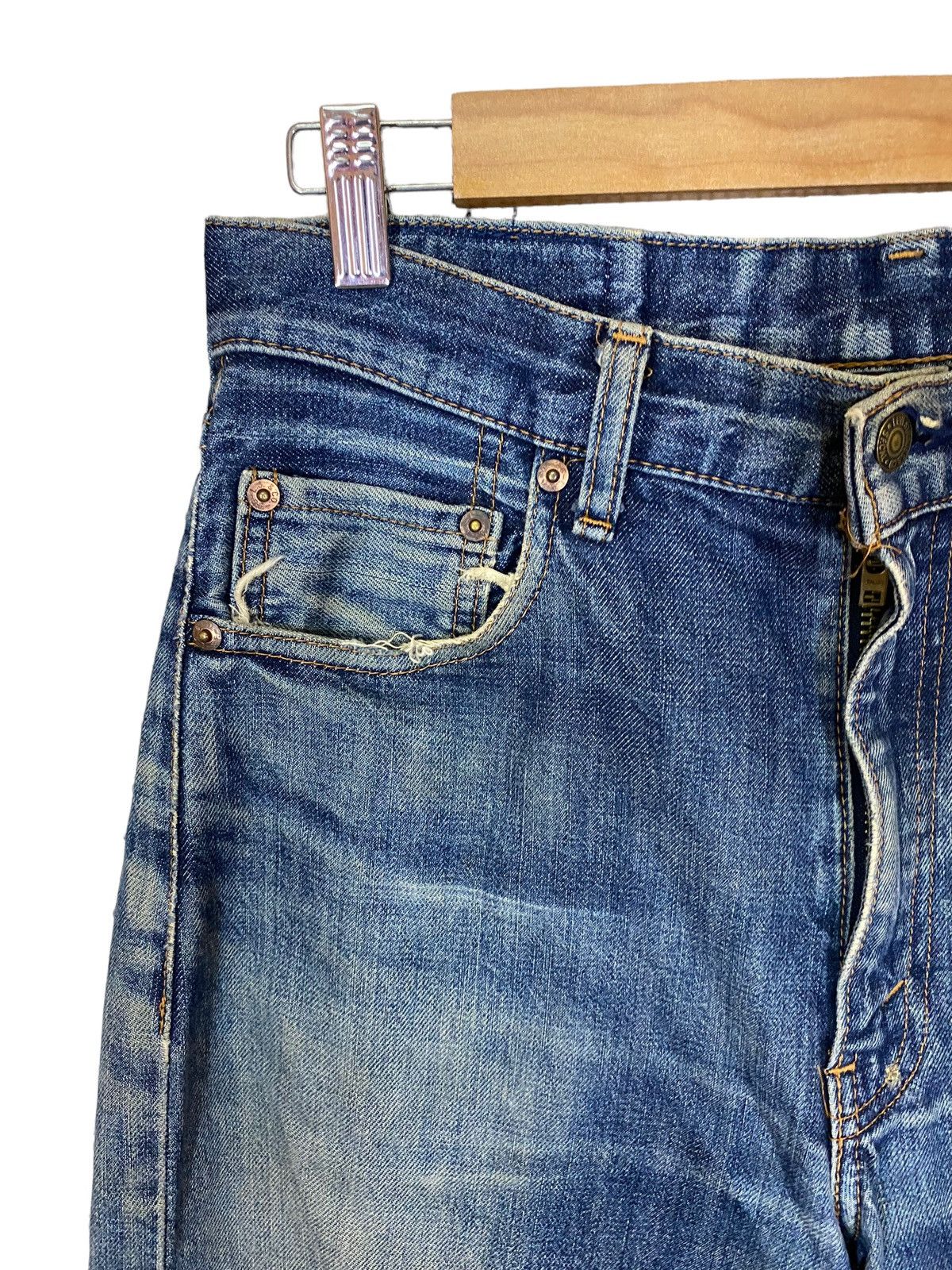 Levi's ‼️VINTAGE LEVIS BIG E 551zxx SELVEDGE DENIM DISTROY‼️ Size US 32 / EU 48 - 4 Thumbnail
