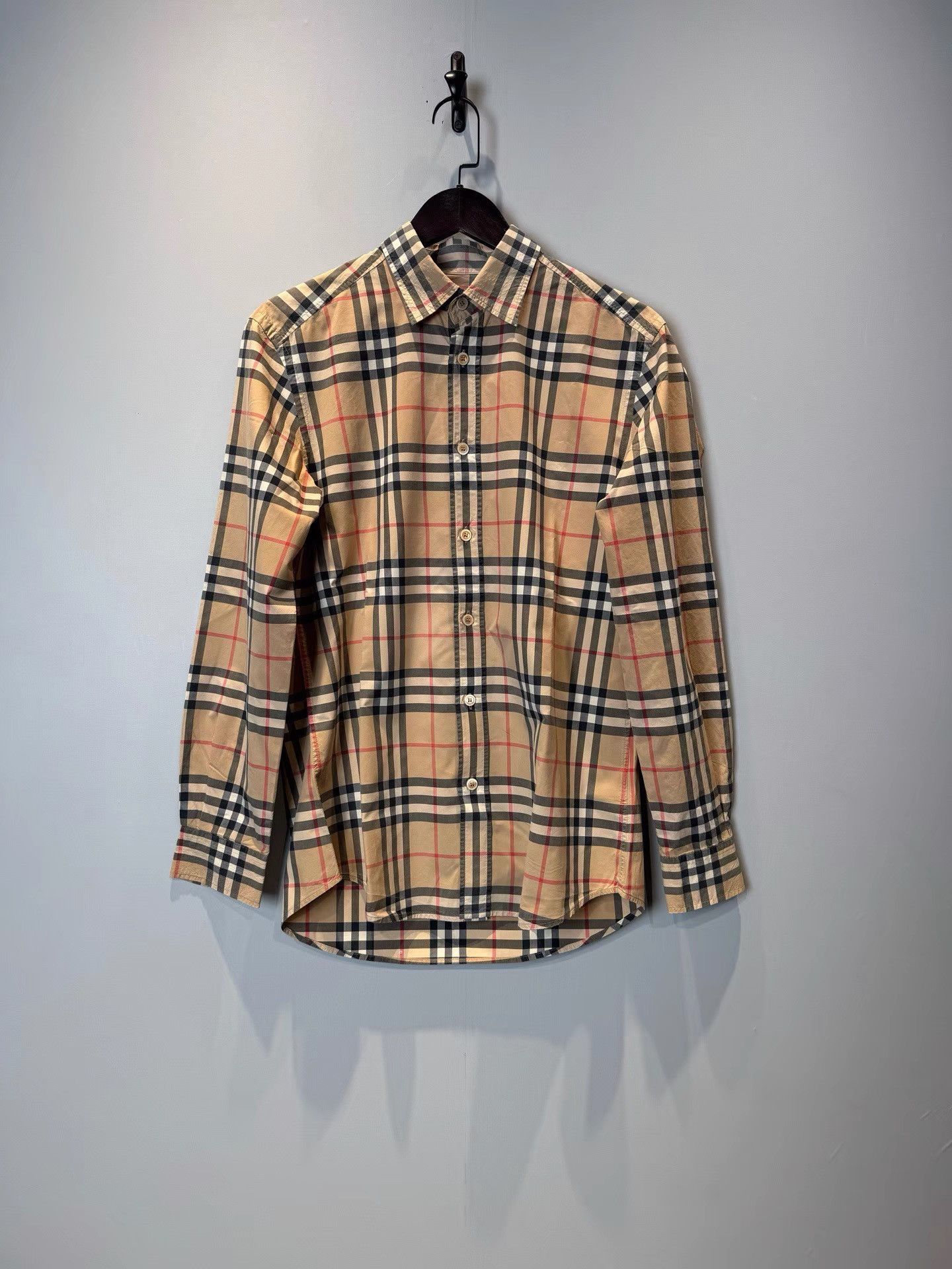 Burberry Burberry Men's Khaki Check & Stripe Long Sleeve Shirt K36 Size US S / EU 44-46 / 1 - 1 Thumbnail
