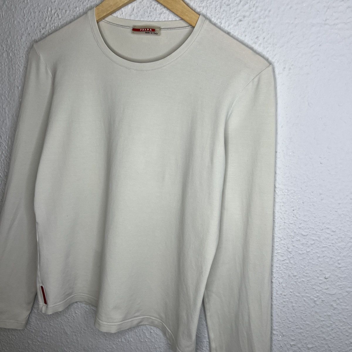 Designer × Prada Prada Milano Long Sleeve Tshirt Top Blouse Tee Off White Size M / US 6-8 / IT 42-44 - 3 Thumbnail