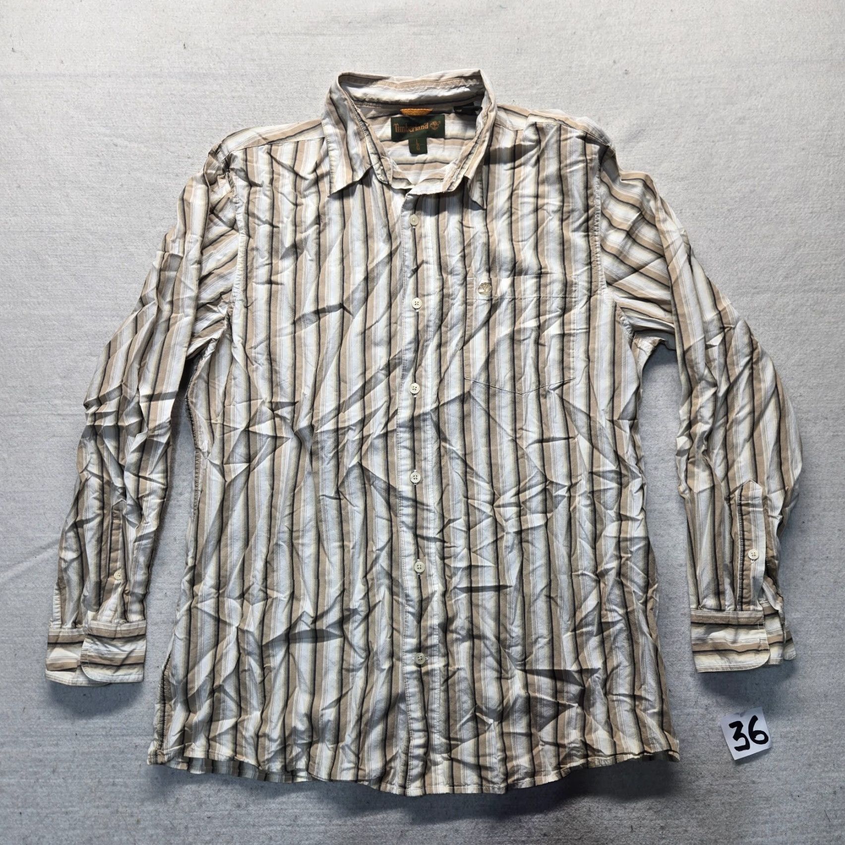 Timberland Timberland Shirt Button-Up Shirt Brown Striped Outdoors Casual Men's L Large Size US L / EU 52-54 / 3 - 2 Thumbnail