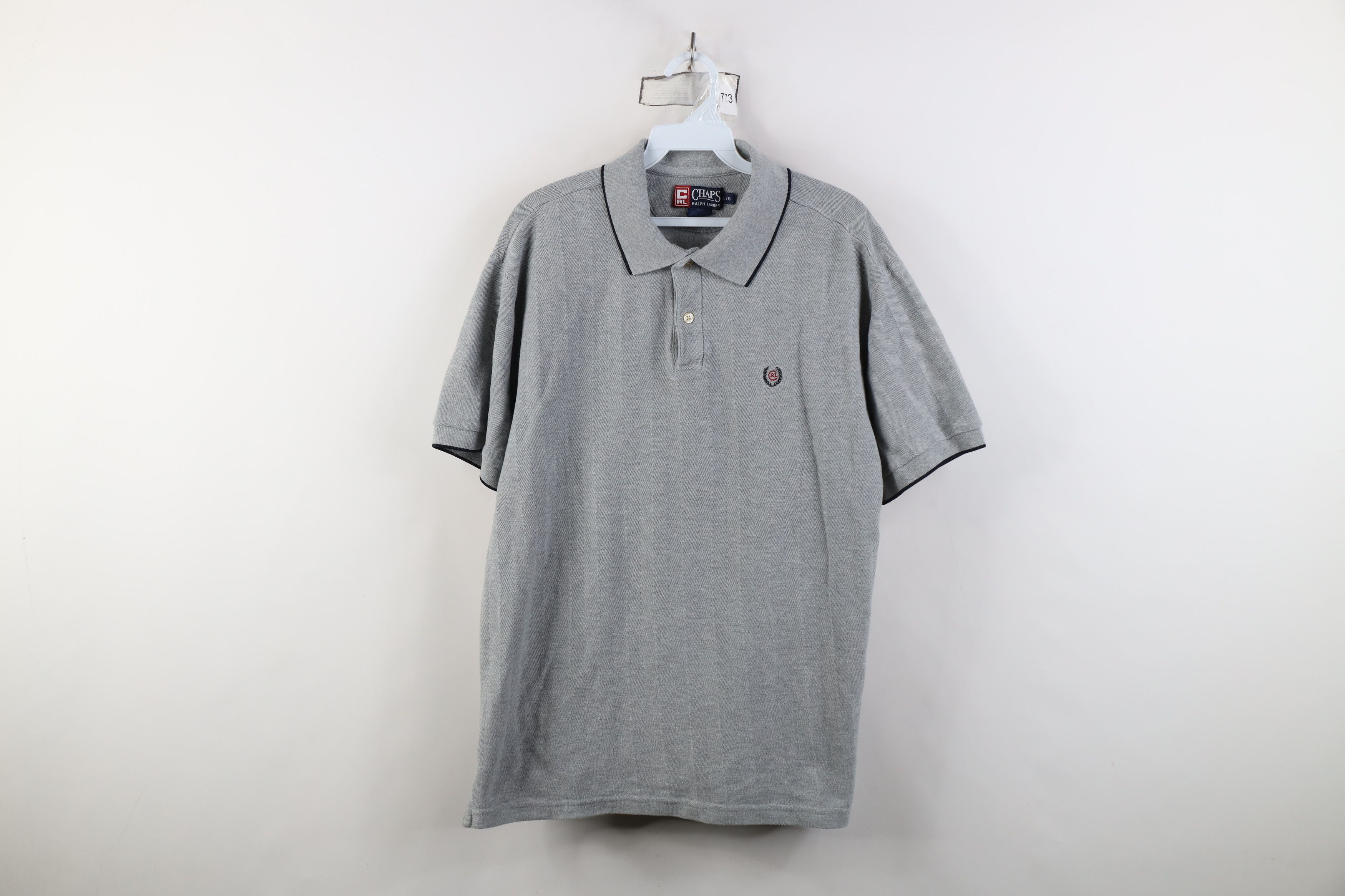 Ralph Lauren Vintage 90s Chaps Ralph Lauren Crest Knit Golf Polo Gray Size US L / EU 52-54 / 3 - 1 Thumbnail