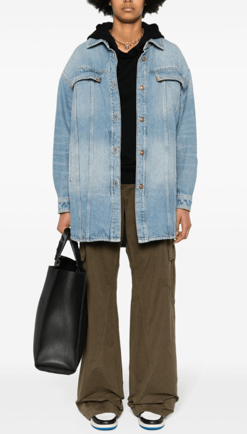 image of Palm Angels Washed Logo Dnm Overshirt Light Blue -S, Women's (Size Small)