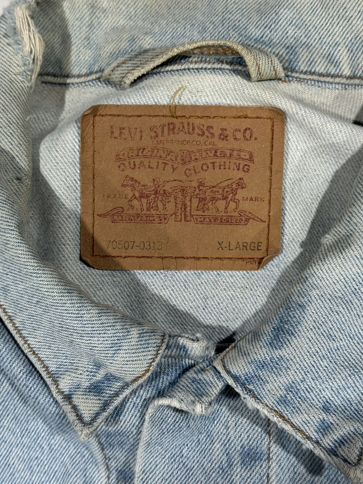 Levi's 1992 Vintage Levi’s Faded Distressed Trucker Denim Jacket XL Size US XL / EU 56 / 4 - 8 Thumbnail