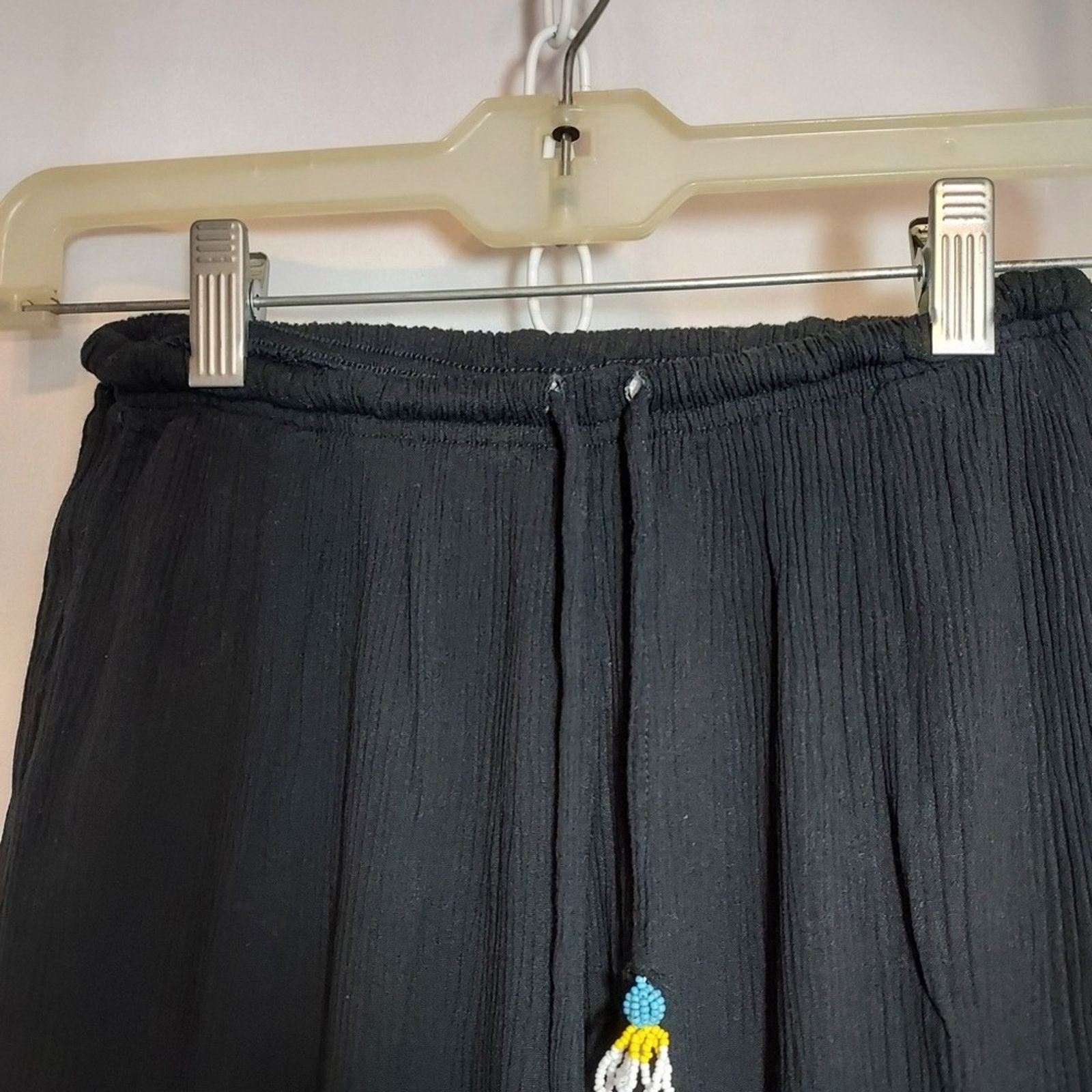 Other Vintage 80's Key Lime Pie Black Stretchy Crinkle Rayon Pants Size 22" - 3 Thumbnail