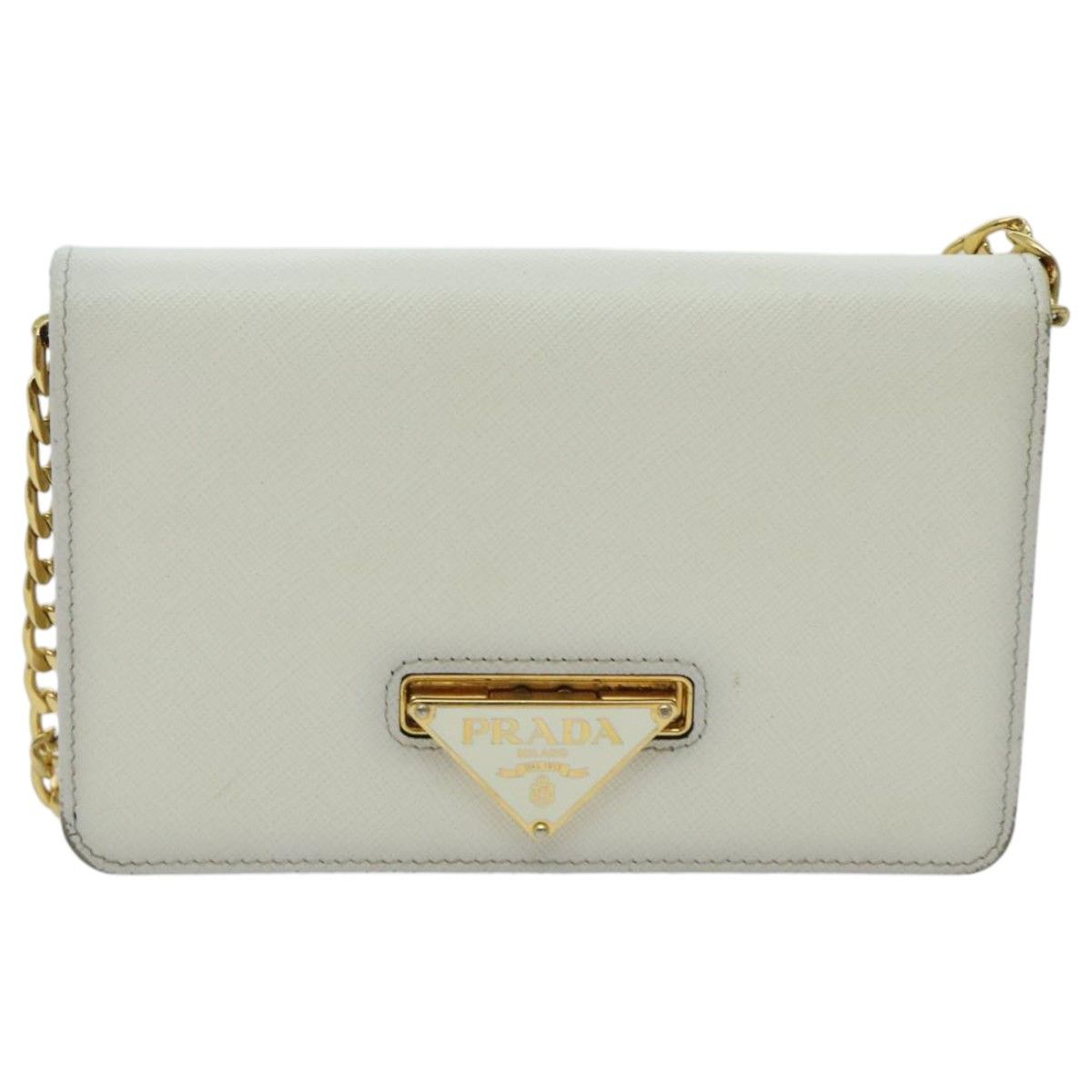 Prada Saffiano White Leather Clutch Bag (Pre-Owned) Size ONE SIZE - 1 Thumbnail