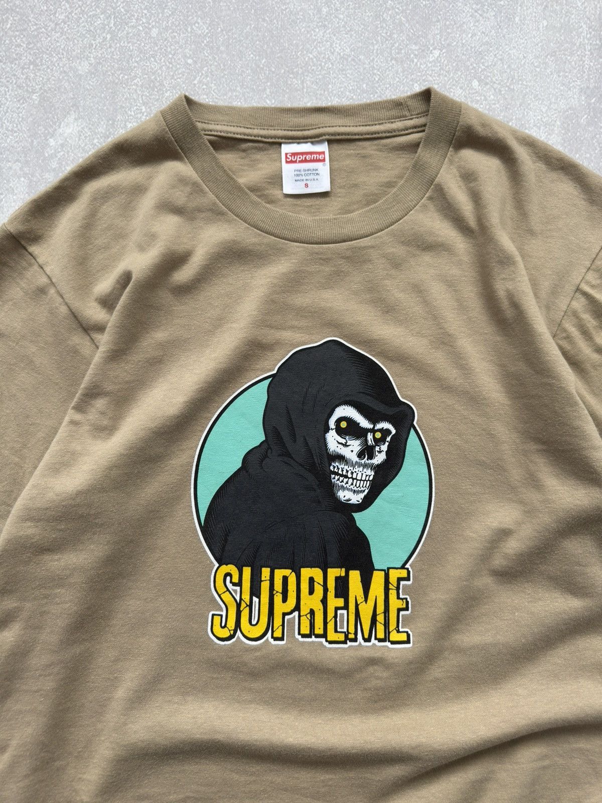 Supreme × Vintage Supreme Reaper Skull Dusty Begie Tee Shirt SS23 Size US S / EU 44-46 / 1 - 4 Thumbnail