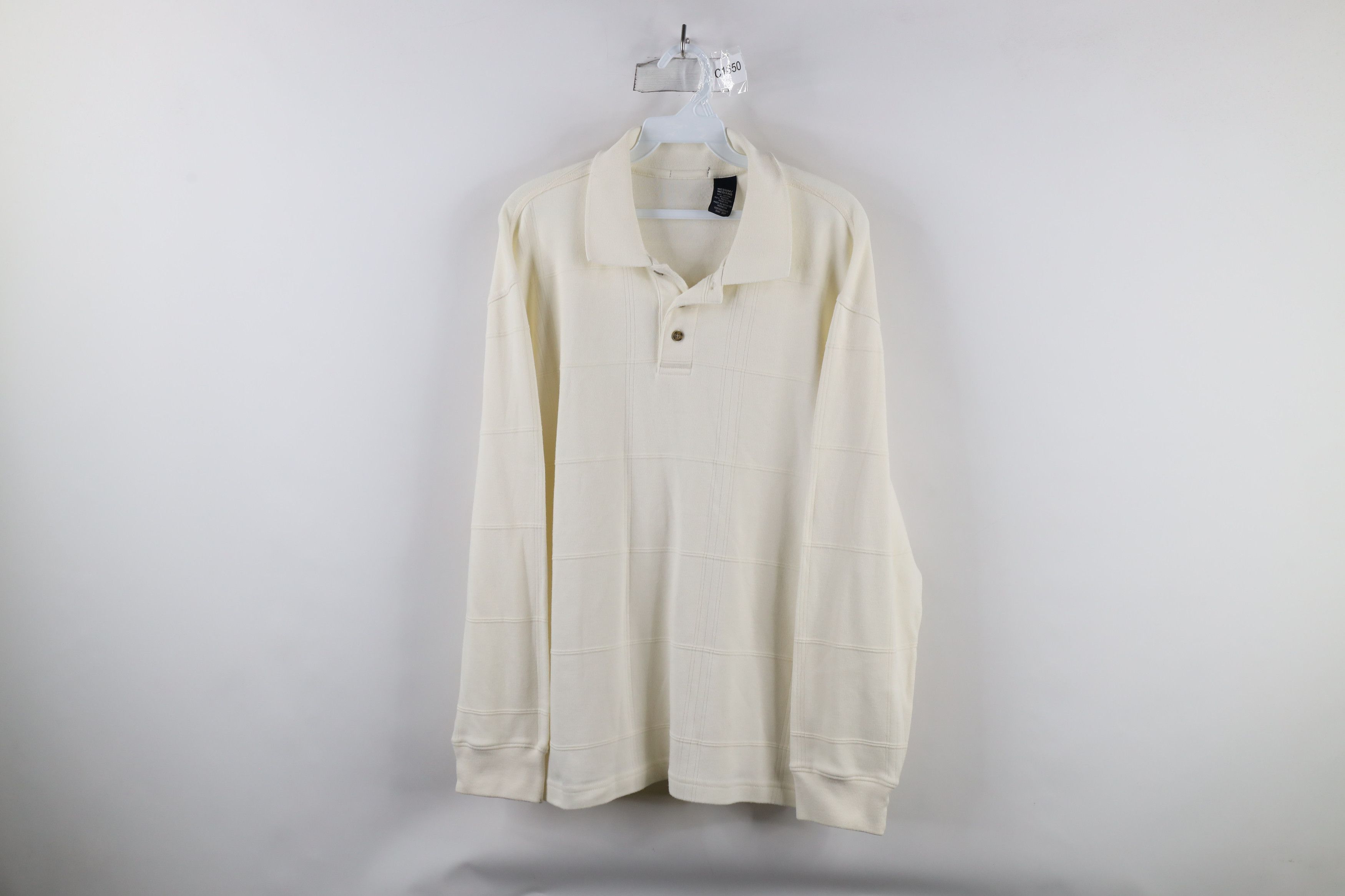 Vintage Vintage 90s Streetwear Long Sleeve Rugby Polo Shirt Cream Size US M / EU 48-50 / 2 - 1 Thumbnail