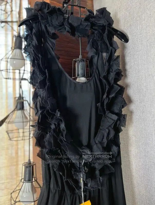 Fendi Fendi Black Long Dress with Frill Details . Size XXS / US 00 / IT 34 - 3 Thumbnail