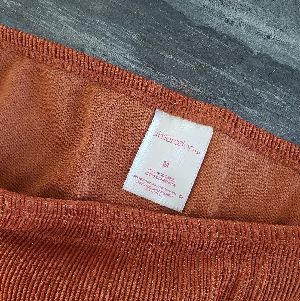 Designer Burnt Orange Gold Detailed Bikini Bottoms Size ONE SIZE - 3 Thumbnail