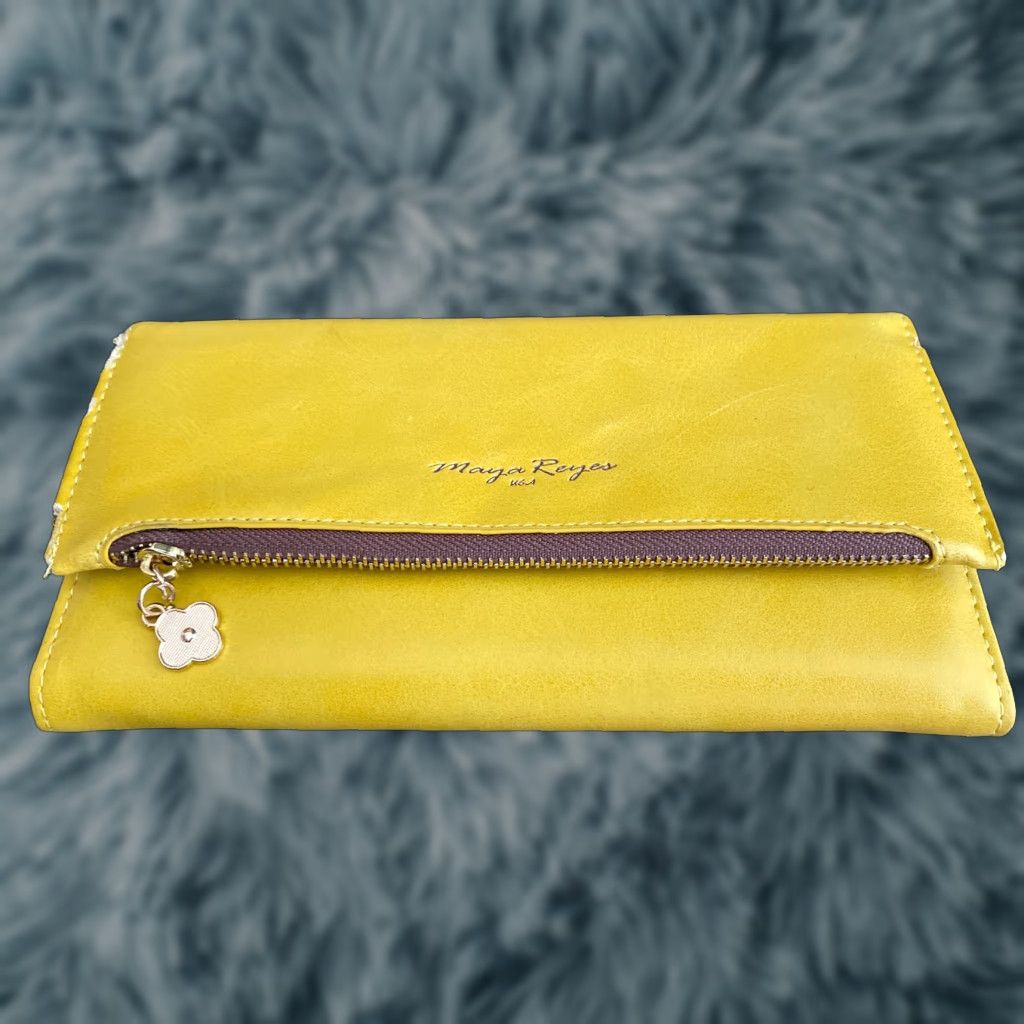 Vintage VINTAGE Maya Reyes USA Womens Leather Tri Fold Wallet Clutch Yellow Size ONE SIZE - 1 Thumbnail