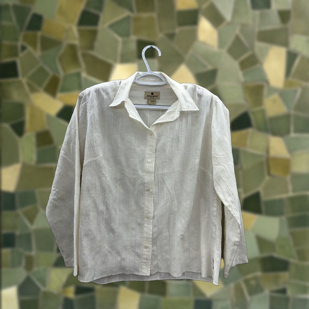Vintage Woolrich Shirt Womens Ivory Floral Long Sleeve Button Up Collared Size M Size M / US 6-8 / IT 42-44 - 1 Thumbnail