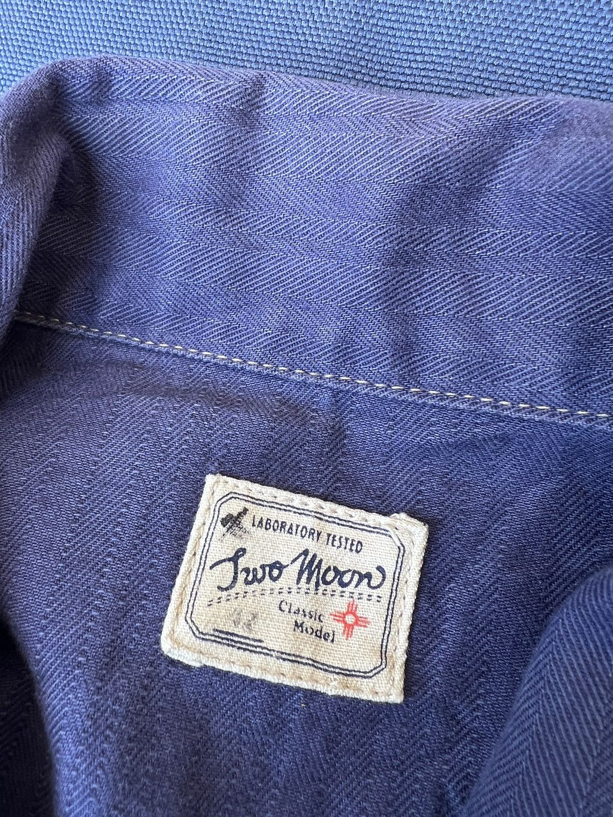 Indigo Two Moon Japan Herringbone Indigo Work Wear Jacket Size US L / EU 52-54 / 3 - 24 Thumbnail