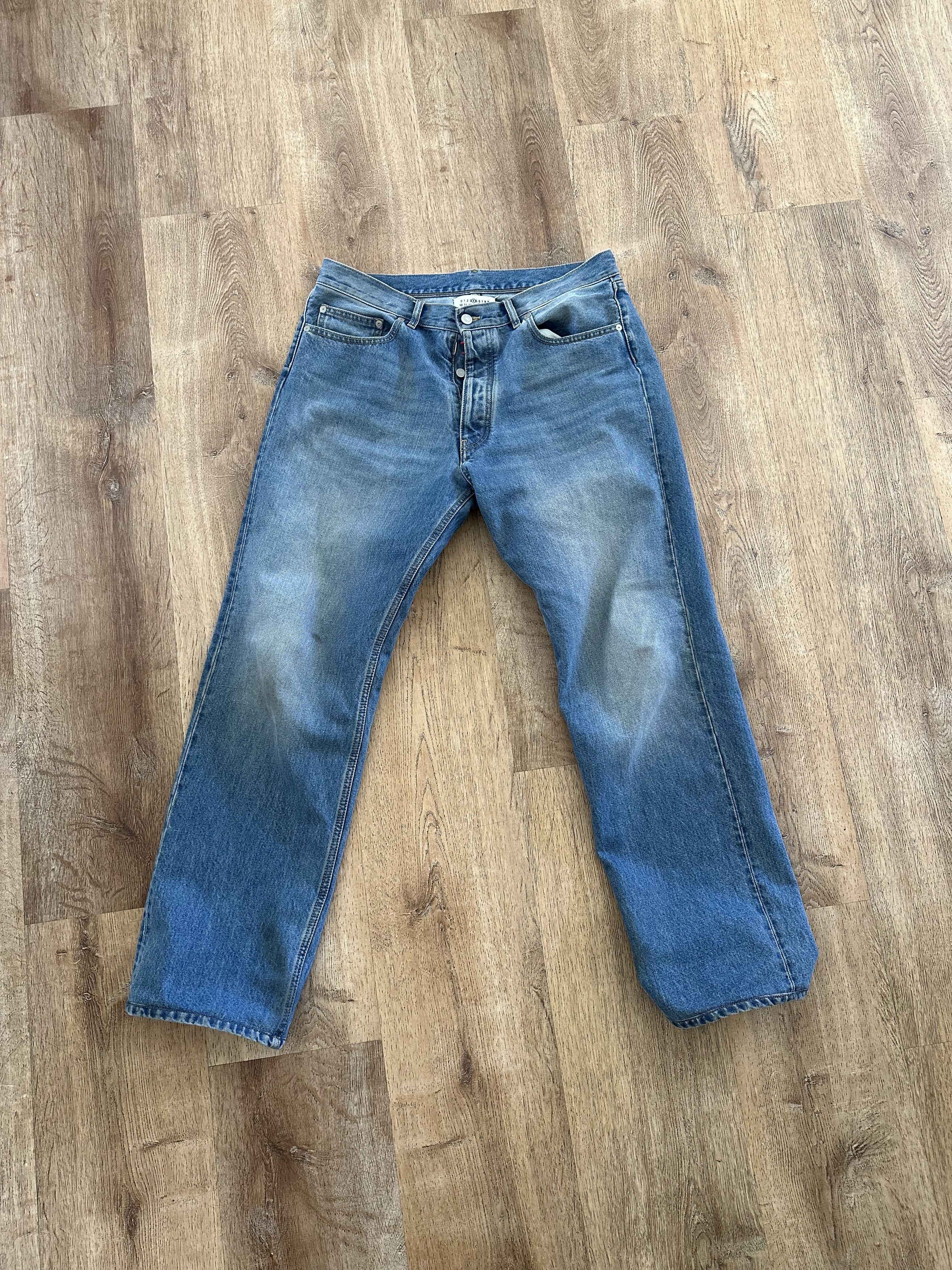 image of Maison Margiela Margiela Blue Faded Red Hook Jeans, Men's (Size 36)