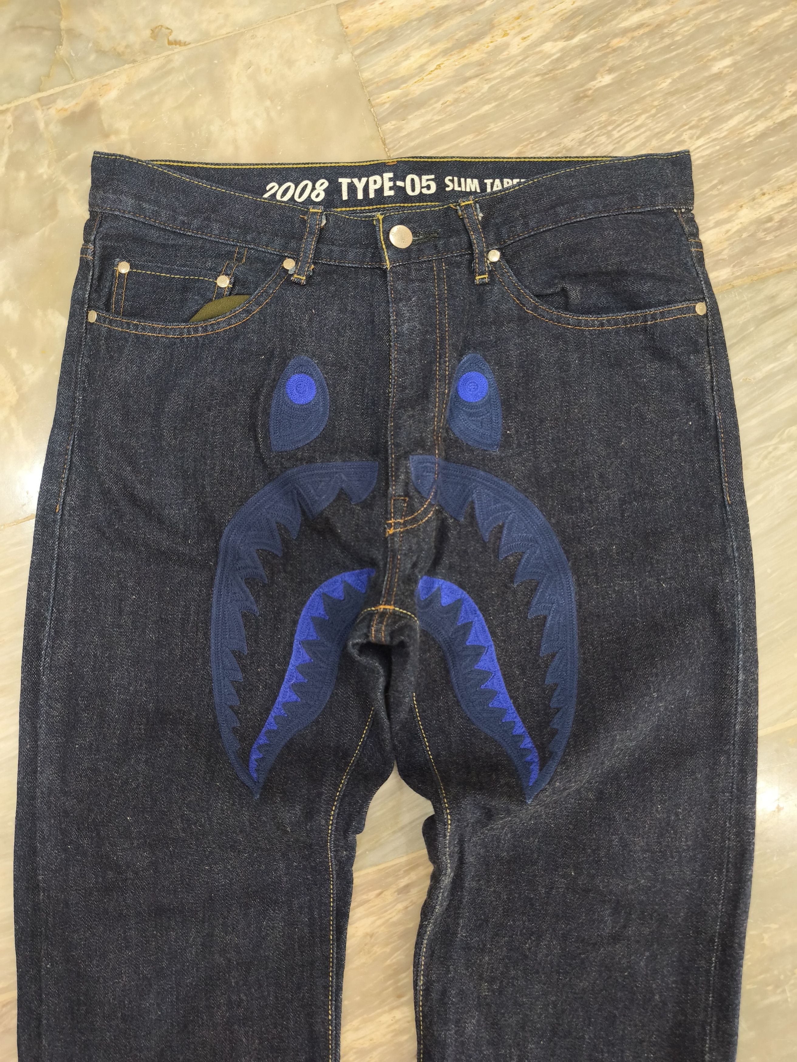 Bape Bape Shark Type-05 Embroidery Selvedge Pants Size US 34 / EU 50 - 2 Thumbnail