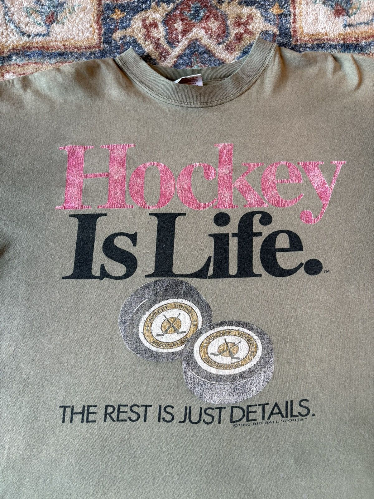 Vintage Vintage Hockey Is Life The Rest Is Details Faded T-shirt Size US XL / EU 56 / 4 - 4 Thumbnail