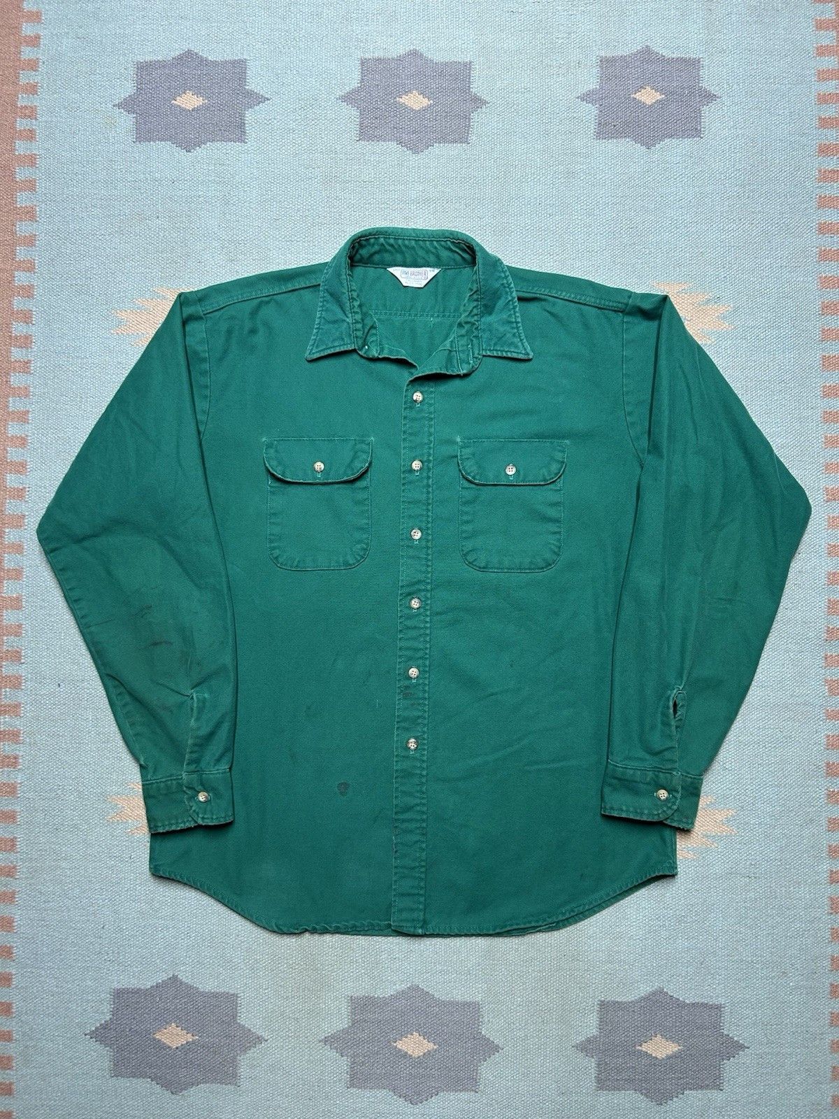 Vintage Vtg 80s work shirt five brother heavy canvas aqua XL tall Size US XL / EU 56 / 4 - 1 Thumbnail