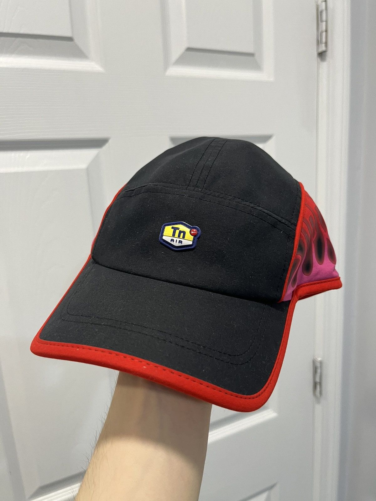 image of Nike Air Max Tn Plus X Supreme Running Hat Cap One Size in Black/Red, Men's