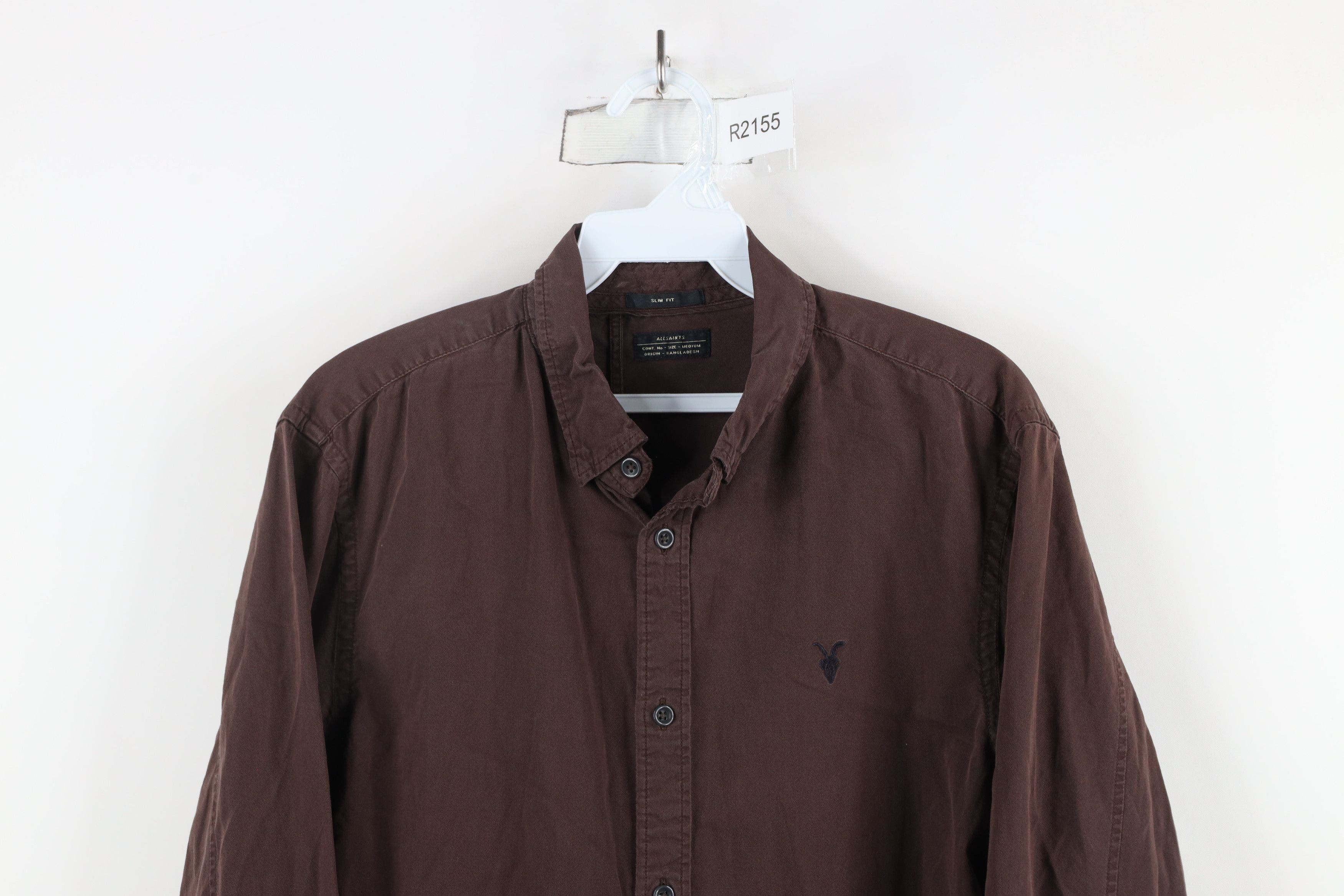 Allsaints × Vintage AllSaints Fit Distressed Collared Button Down Shirt Brown Size US M / EU 48-50 / 2 - 2 Thumbnail