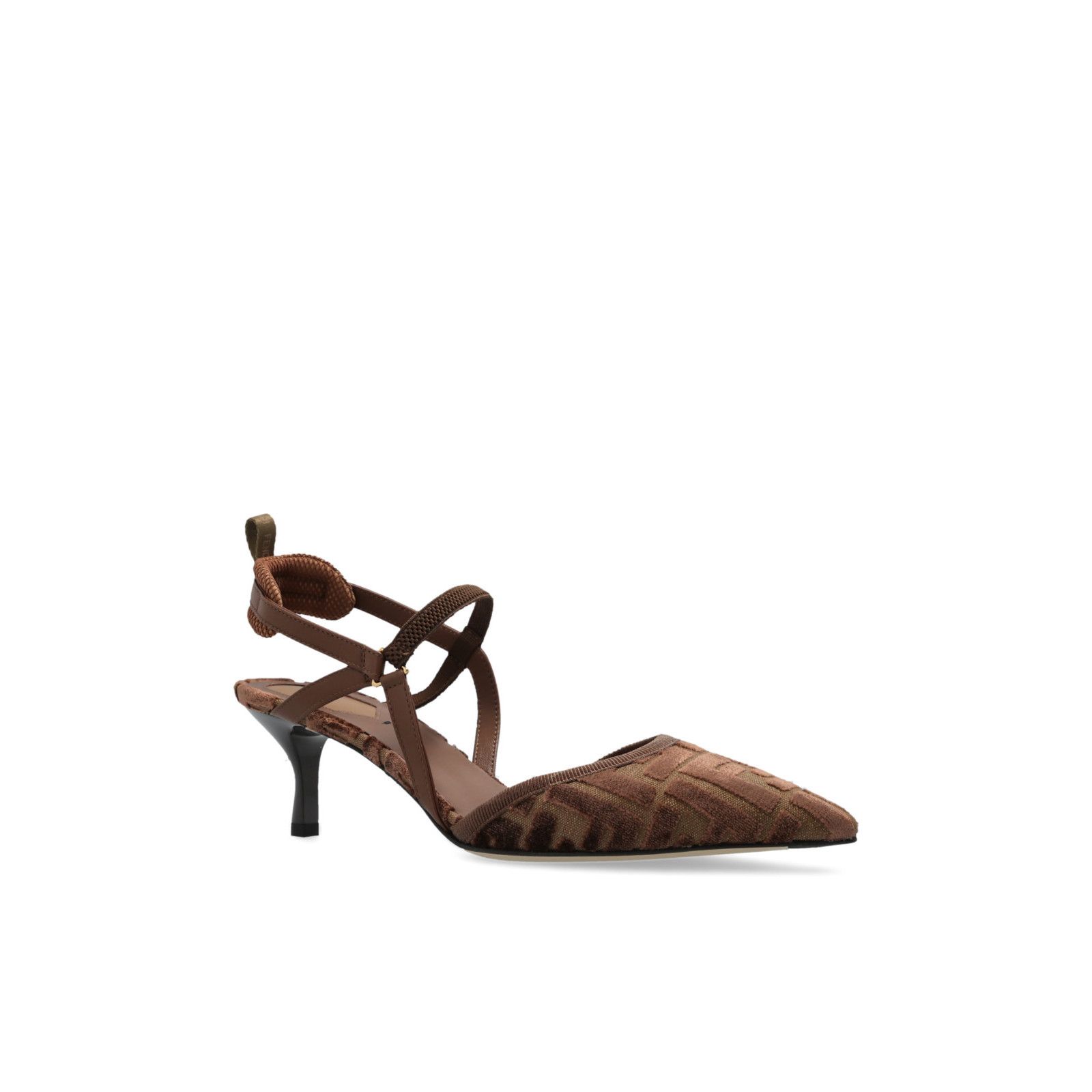 FENDI Colibri Lite Brown Leather 65mm Heel Sandals New & Aut