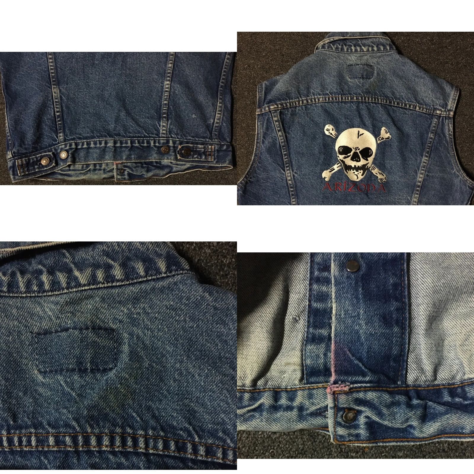 Levi's Vtg 80s Levi's Faded Arizona Skull Denim Vest 40R S USA Trucker Grunge Biker Punk Rock Vest Mens Blue" Size US S / EU 44-46 / 1 - 8 Thumbnail