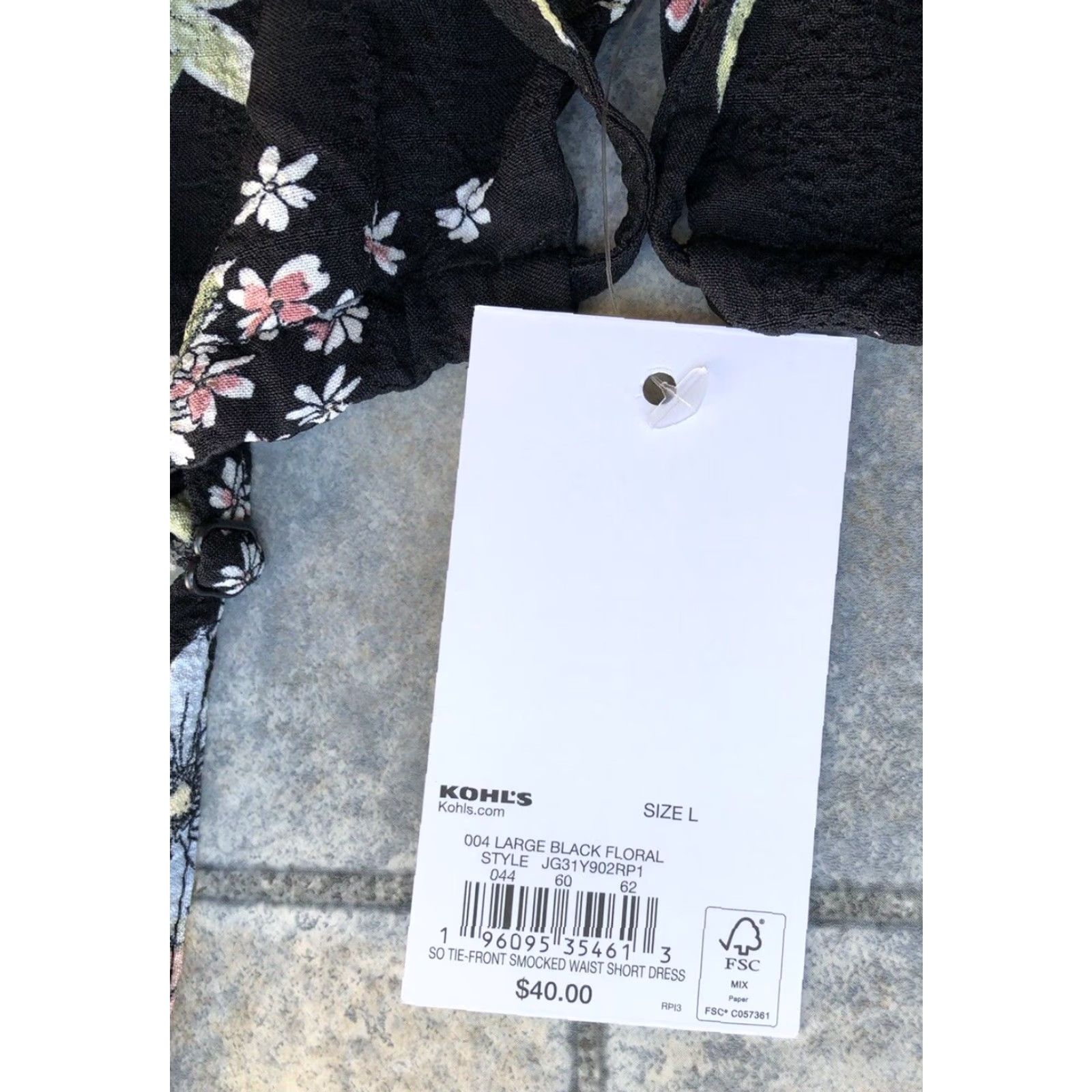 Vintage SO Good For Life Dress Women's L Black Floral Tie Front Short Sleeveless Pullover Size 36" / US 14 / IT 50 - 6 Thumbnail