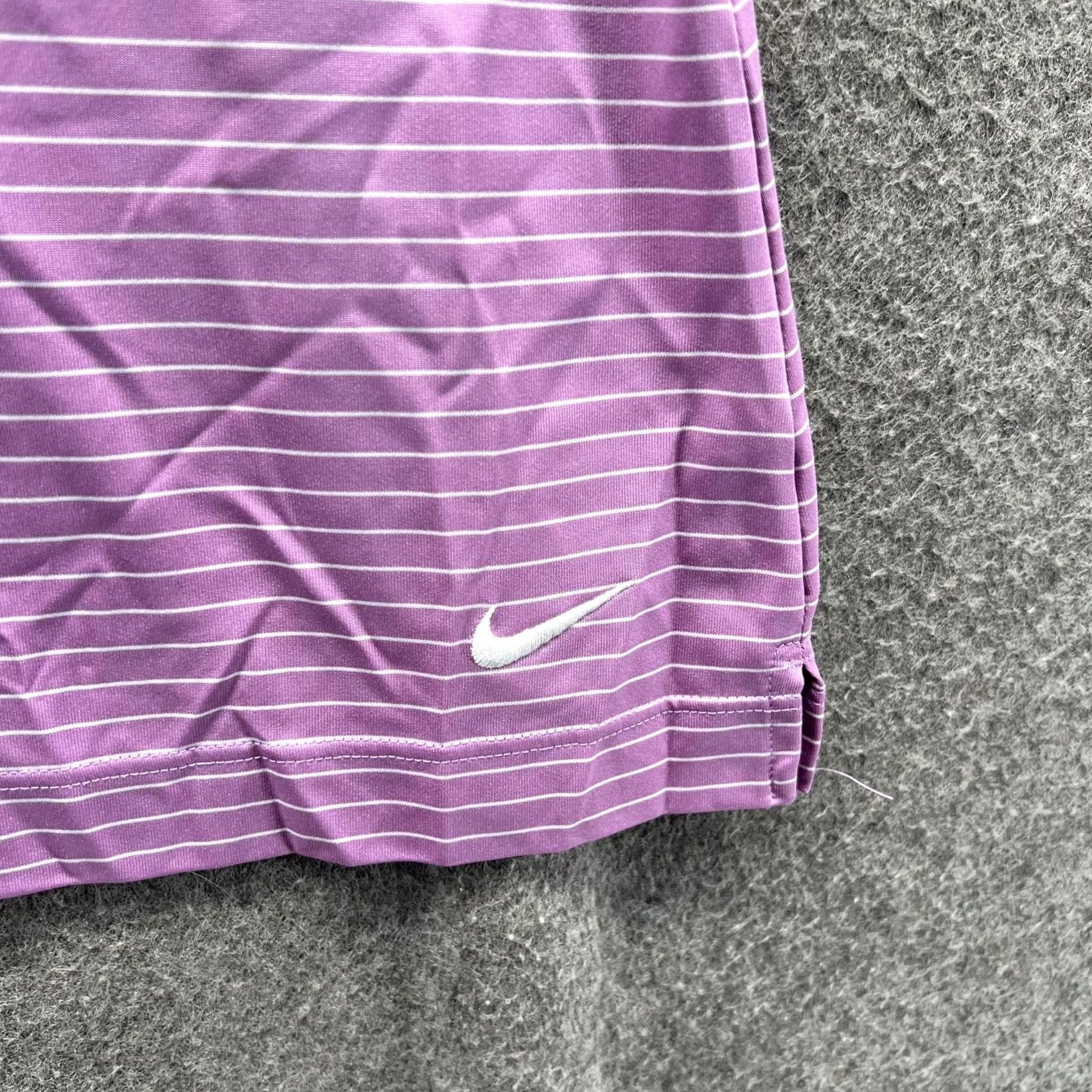 Nike Nike Golf Shirt Womens Large Purple Stripe Dri-FIT Tour Performance Polo Size L / US 10 / IT 46 - 5 Thumbnail