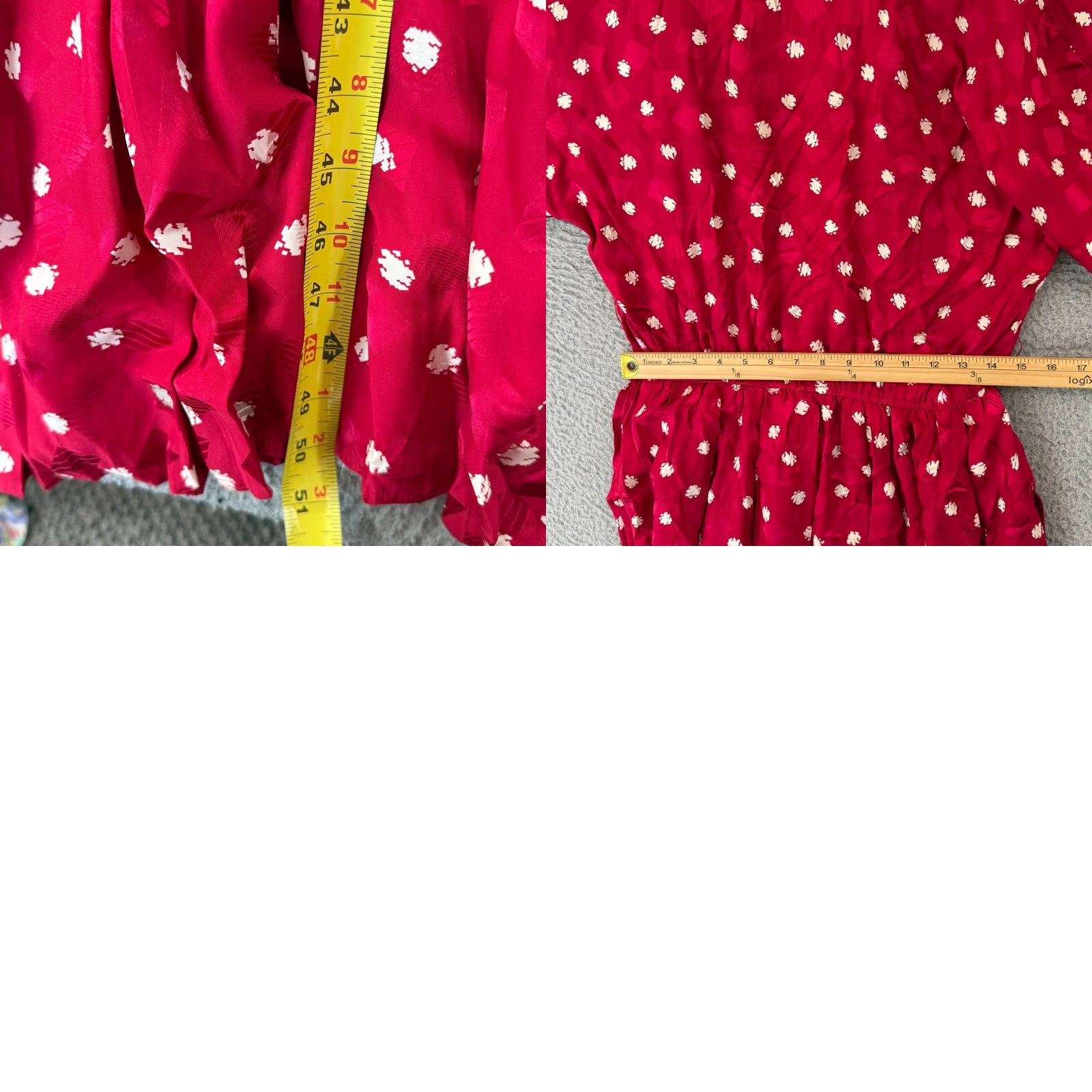 Brooks Brothers VINTAGE Brooks Brothers Silk Dress Womens 10 Red Maxi Pleated Elastic Waist 80s Dress Size L / US 10 / IT 46 - 9 Thumbnail