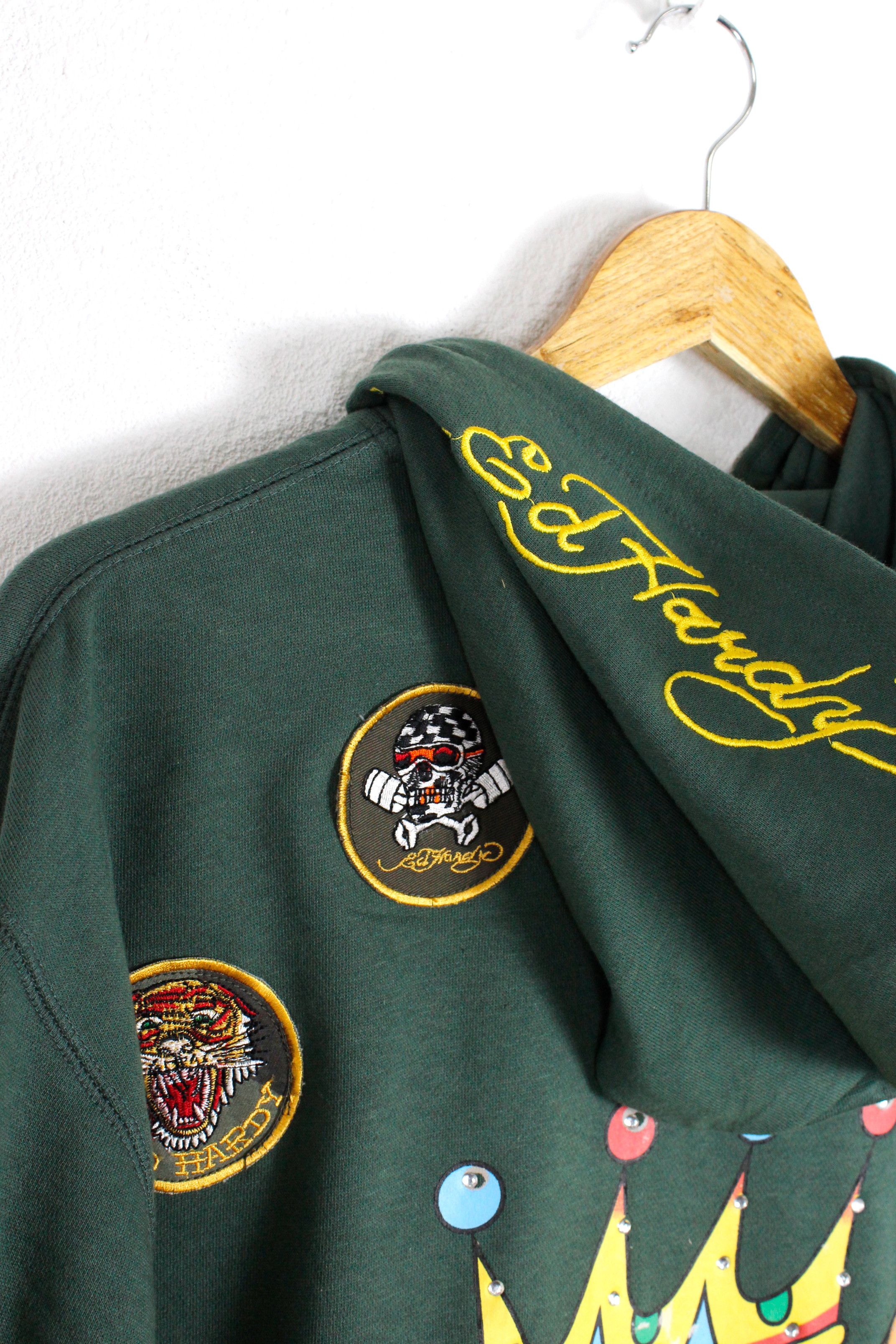 Christian Audigier × Ed Hardy × Vintage Vintage Y2K ED HARDY Big Dog Logo Embellished Zip Hoodie Size US XL / EU 56 / 4 - 5 Thumbnail