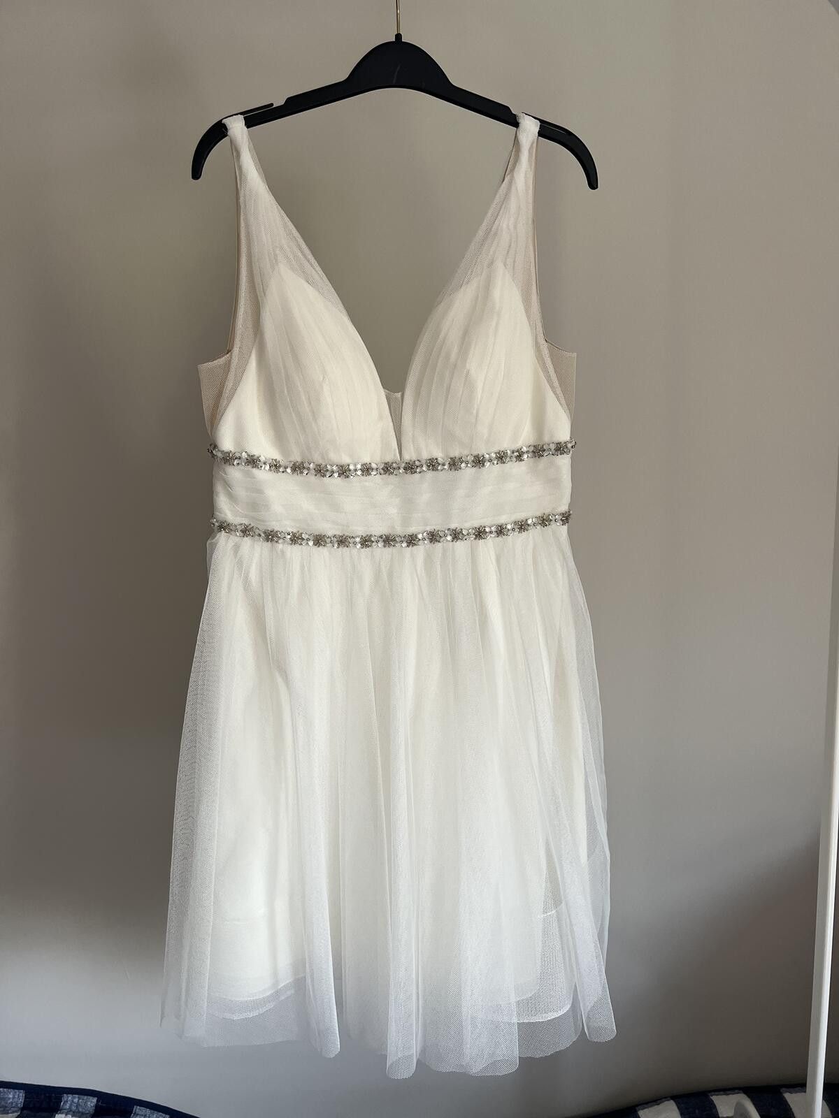 Marques'Almeida NWT Marchesa Notte Ivory Tulle Cocktail Bridal Beaded Dress Size L / US 10 / IT 46 - 4 Thumbnail