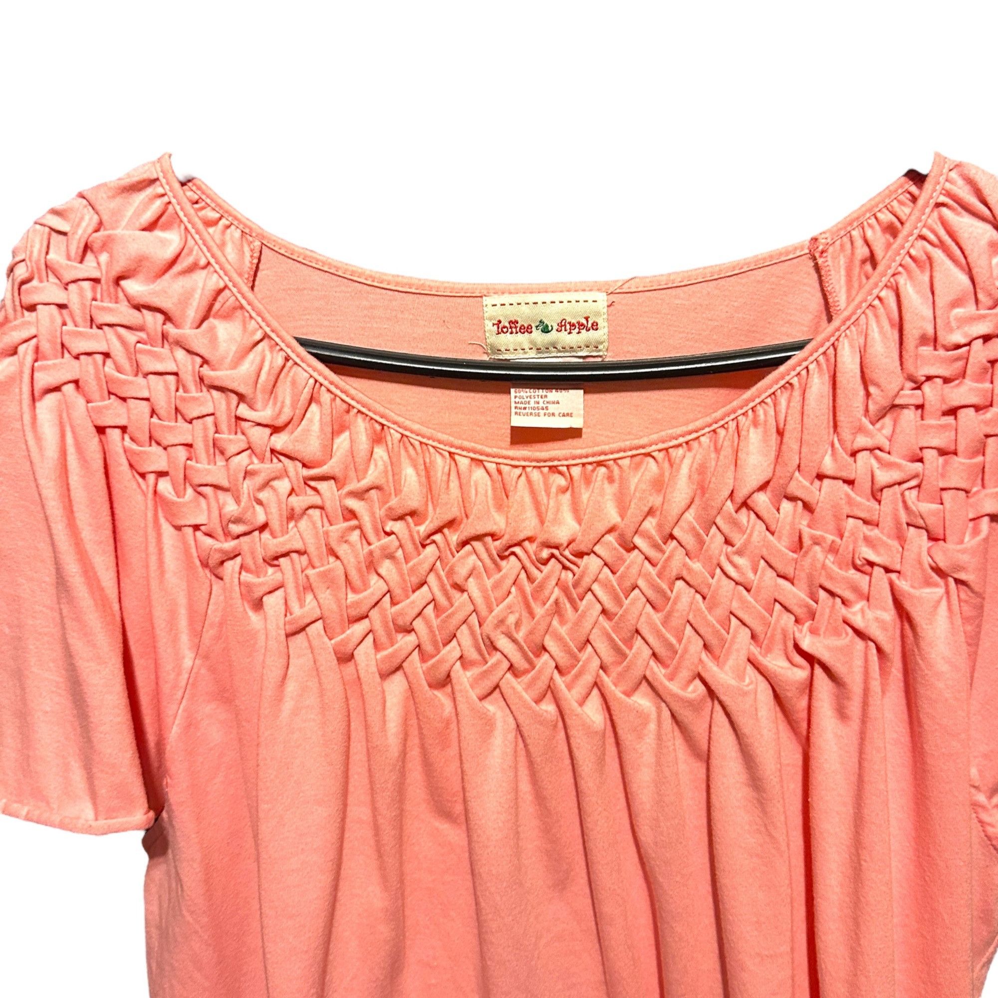 Vintage Toffee Apple XXL Bubble Gum Pink Ruched Cap Sleeve Flowing T Size XXL / US 16-18 / IT 52-54 - 2 Thumbnail