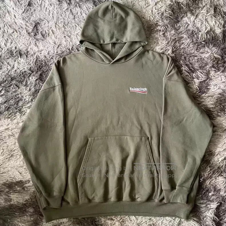 Balenciaga Balenciaga Wave Cola Hooded Sweatshirt Jacket Military Gre Size US M / EU 48-50 / 2 - 1 Thumbnail