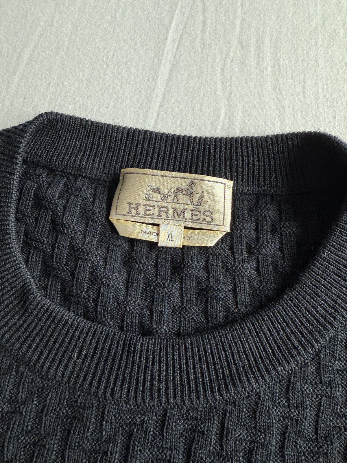 Hermes Hermes Black Wool H-Pattern Sweater Size US XL / EU 56 / 4 - 4 Thumbnail
