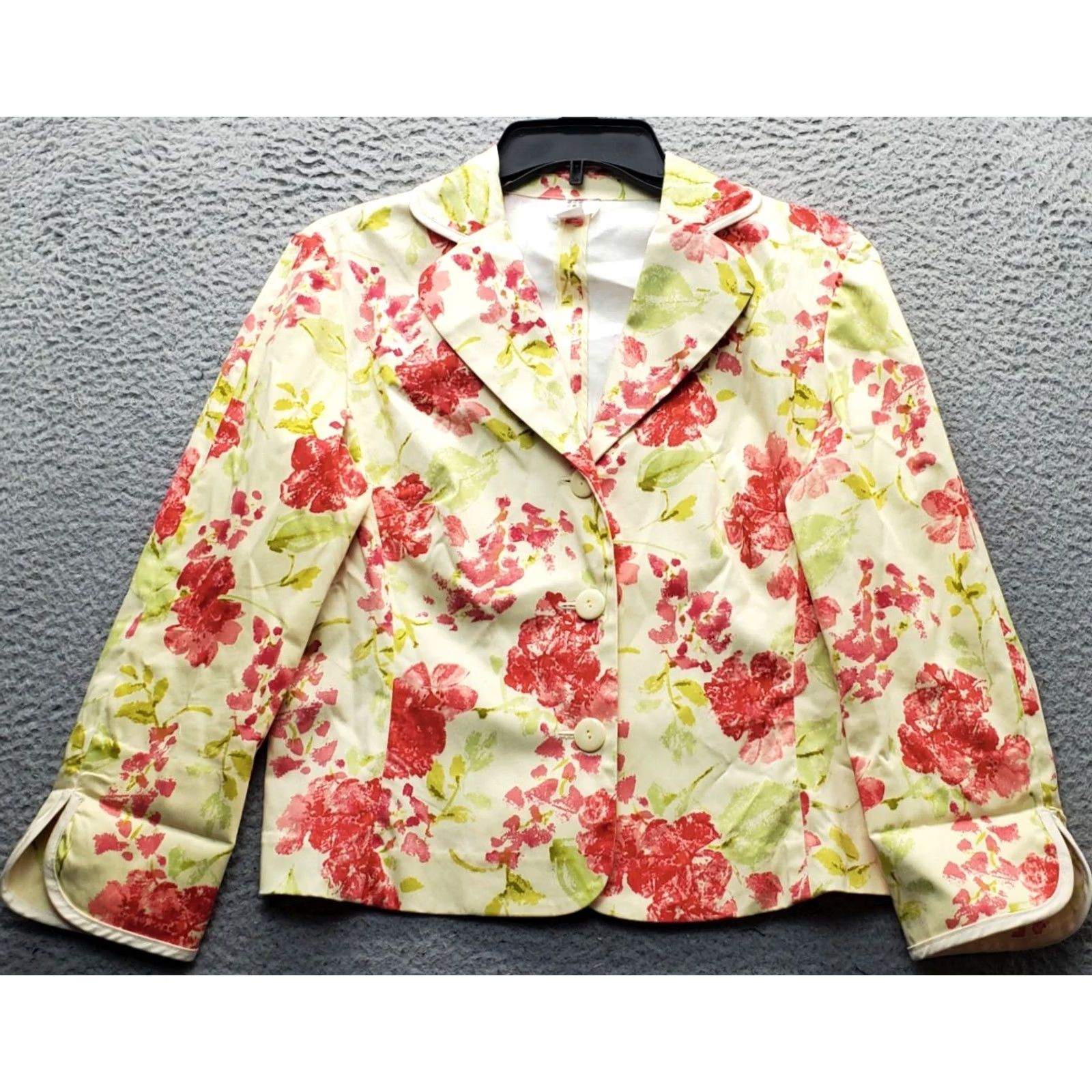 Apt. 9 Apt.9 Blazer Womens Size 6 Multicolor Floral Peak Lapel 3 Button Formal Long Sleeve Jacket Relaxed Fit - Womens Size M / US 6-8 / IT 42-44 - 2 Thumbnail