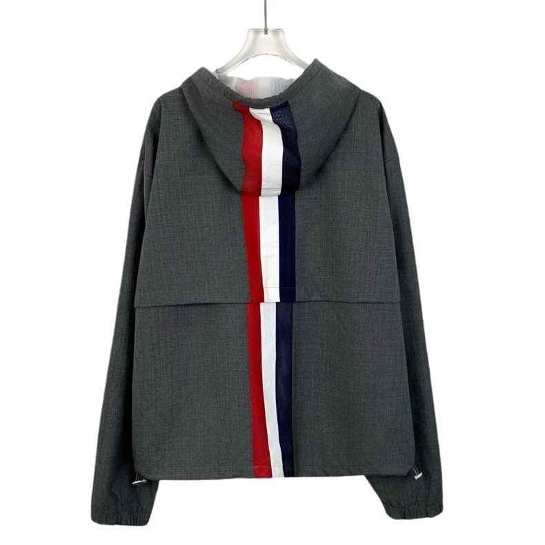 Thom Browne Thom Browne Gray striped wool hooded drawstring zipper jack Size US XXL / EU 58 / 5 - 2 Thumbnail