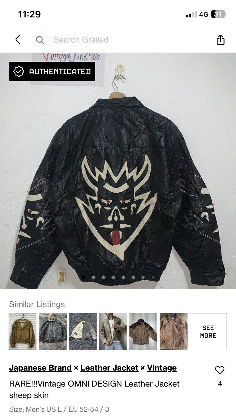 Vintage Vtg OMNI DESIGN Leather Jacket sheep skin Size US L / EU 52-54 / 3 - 16 Thumbnail