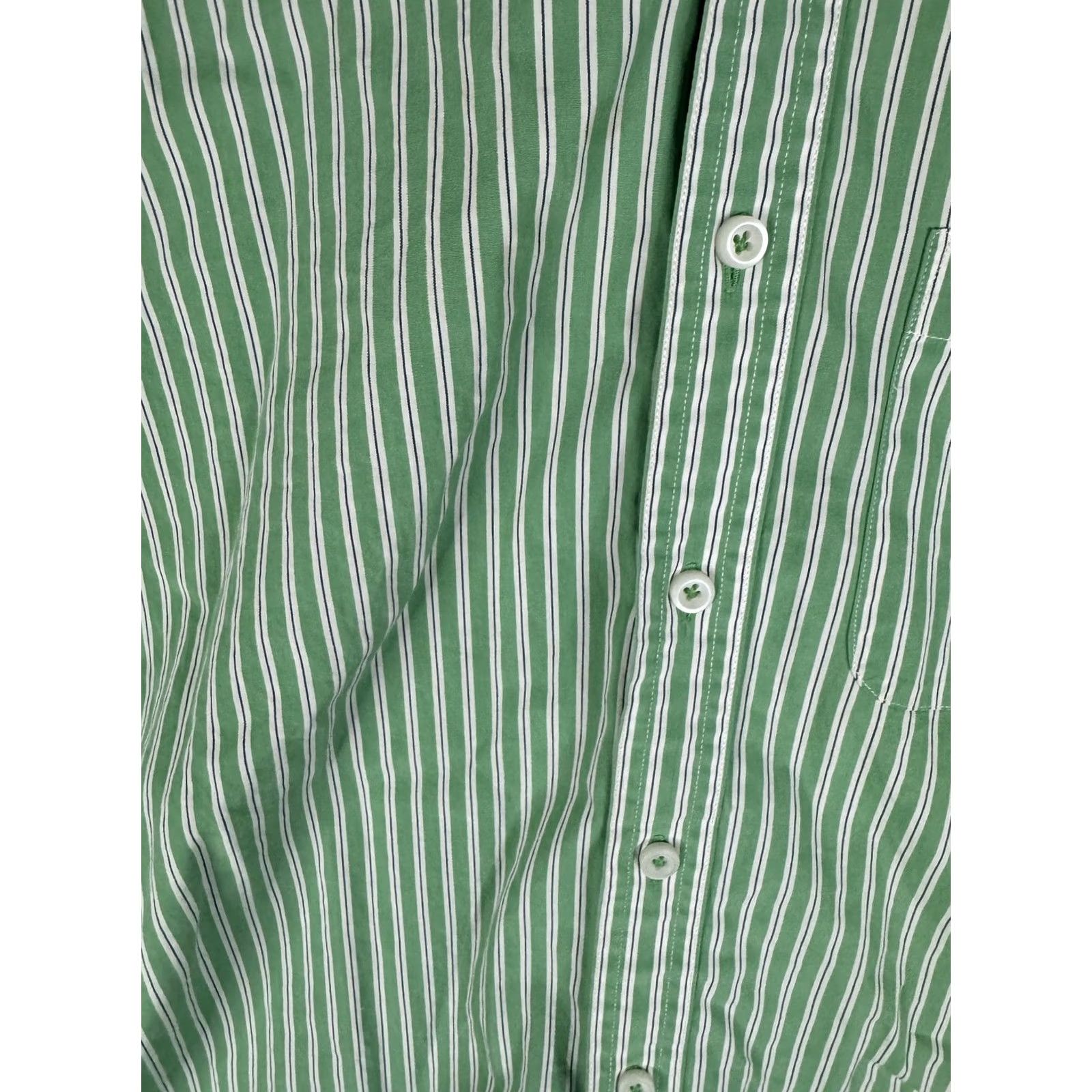 Brooks Brothers Brooks Brothers Shirt Mens Large Green White Stripe Button Front Casual Cotton Size US L / EU 52-54 / 3 - 6 Thumbnail