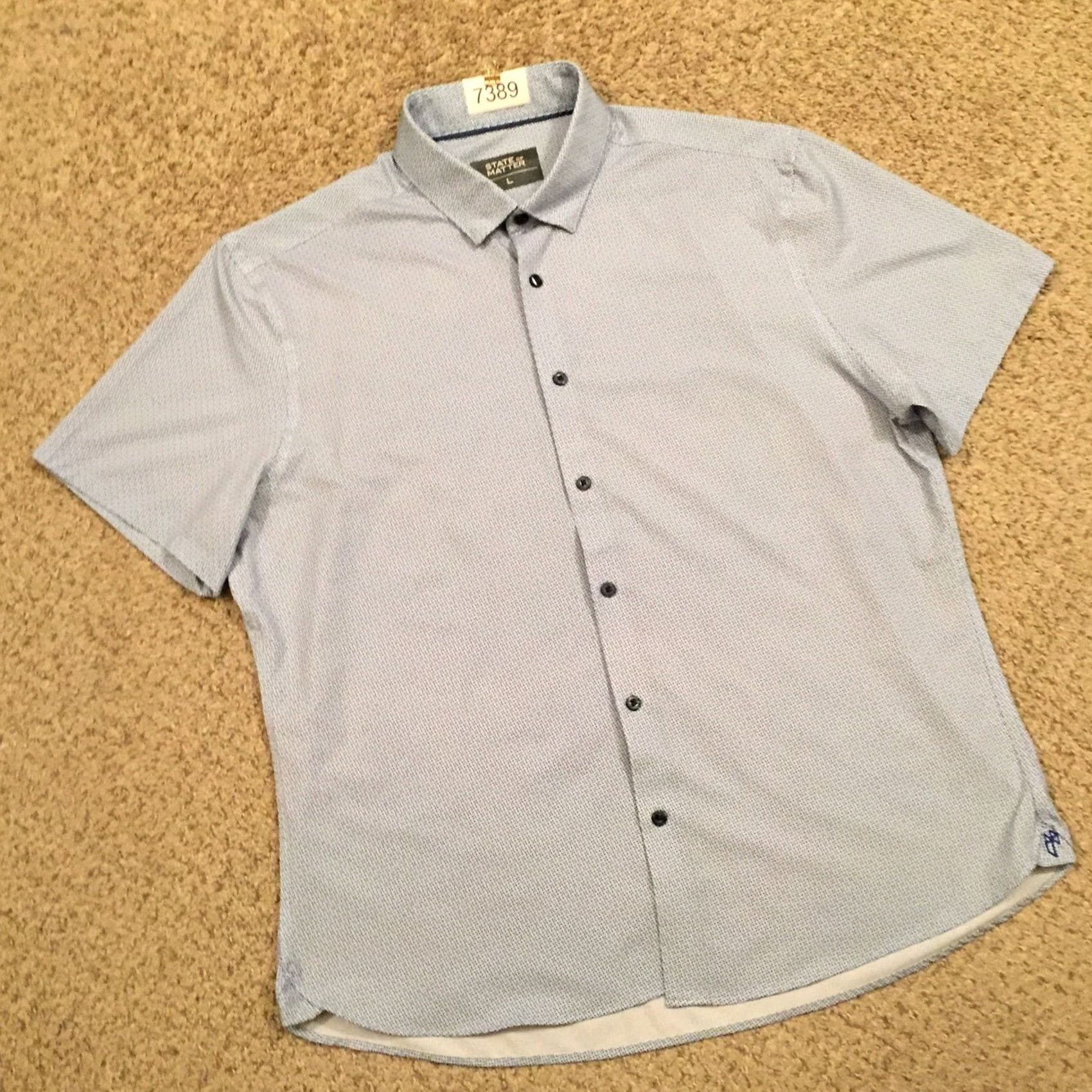 Vintage State Of Matter Shirt State Of Matter Mens Large Blue Geometric Short Sleeve Button Up Size US L / EU 52-54 / 3 - 5 Thumbnail