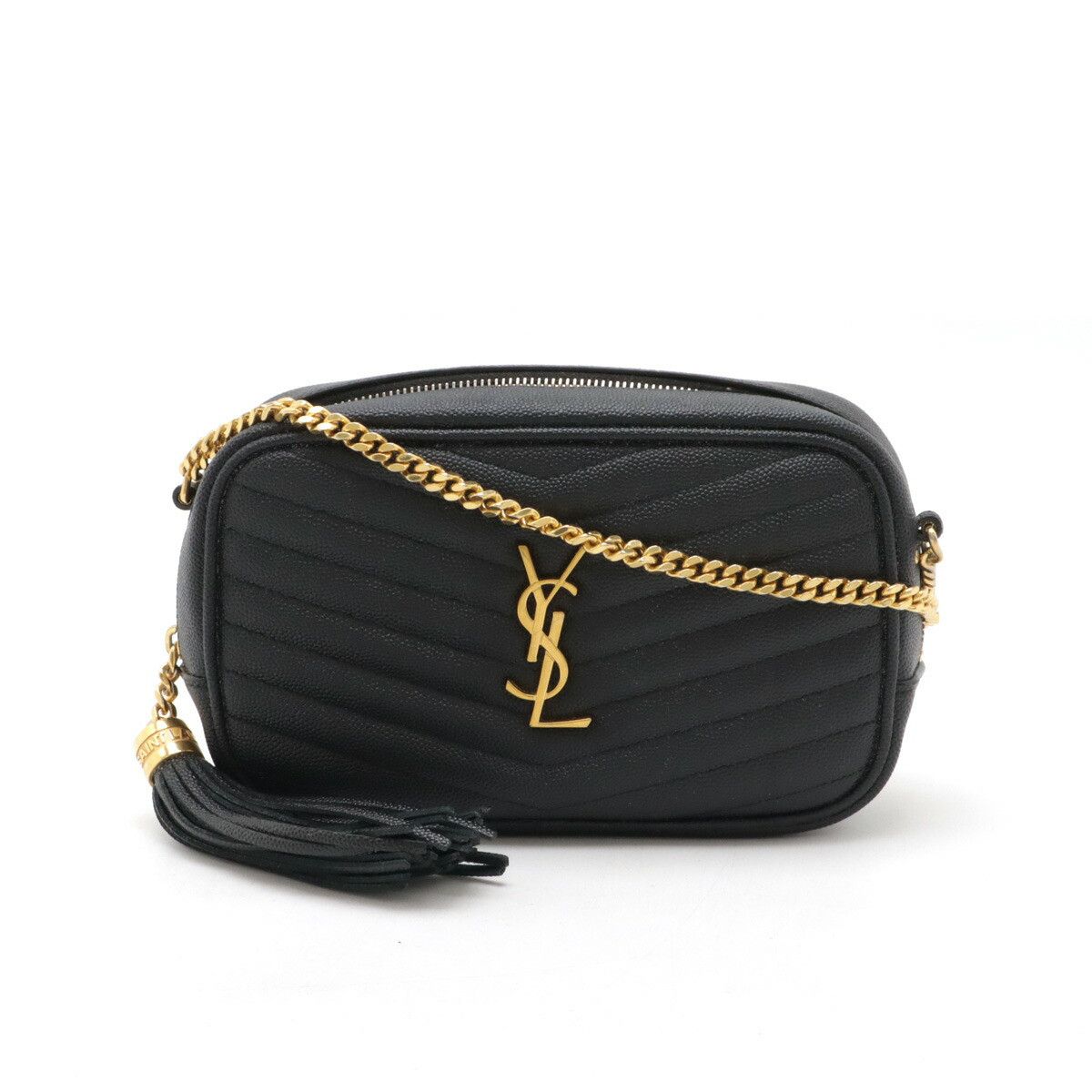 YVES Saint Laurent Paris Leather Lou Mini 2Way Chain Bag 618057 Leather Shoulder Bag 618057 in Black, Women's