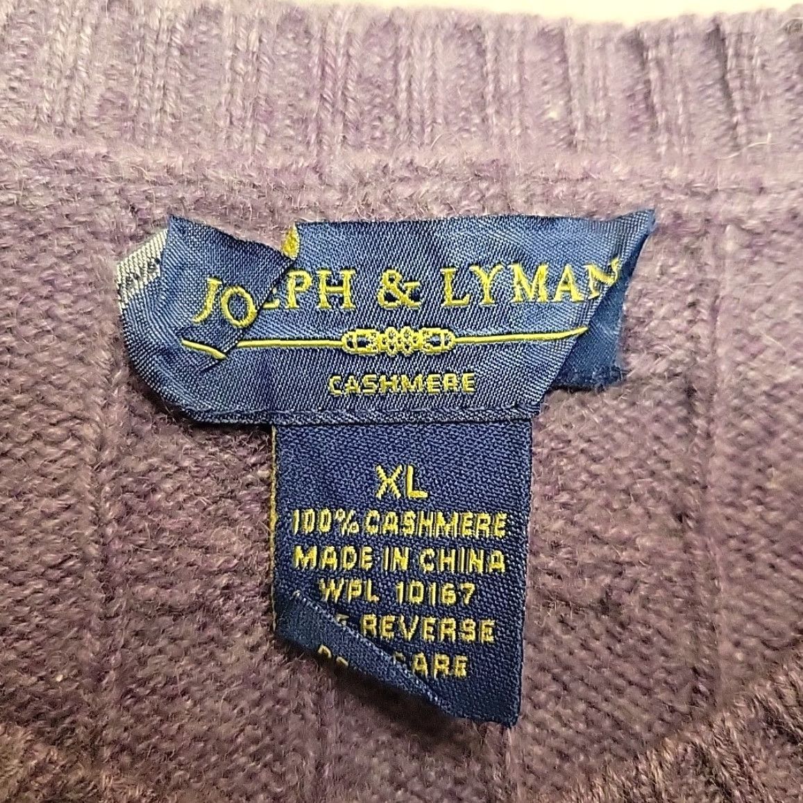 Joseph VINTAGE Joseph & Lyman Sweater Mens XL Purple Cable-Knit Wool Pullover 100% Cashmere Crew Neck Knit Casual Modern Classic Mens Size US XL / EU 56 / 4 - 4 Thumbnail