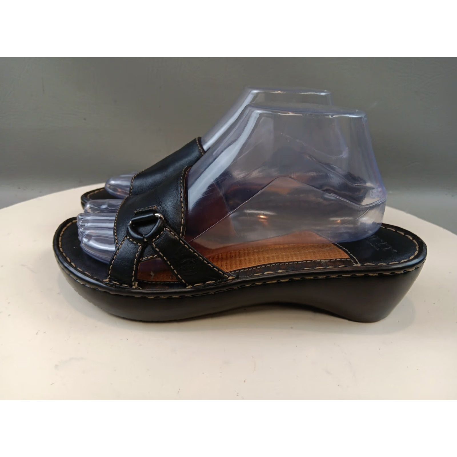 Born Born Women Sandal Slide Black Leather Mid Heel 9.5 US 40.5 EU Casual Shoes Womens Size US 10 / IT 40 - 6 Thumbnail