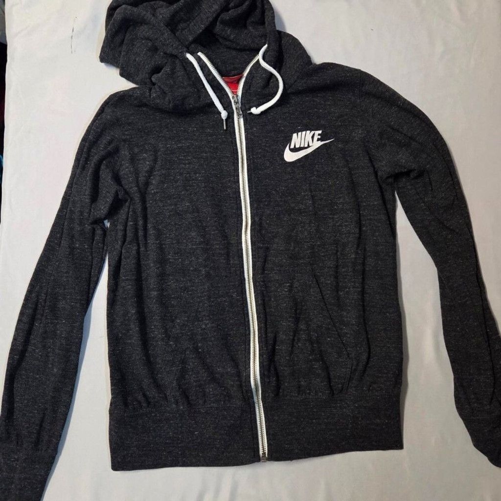 Nike NIKE grey/black hoody jacket light weight Large-Woman Size L / US 10 / IT 46 - 1 Thumbnail